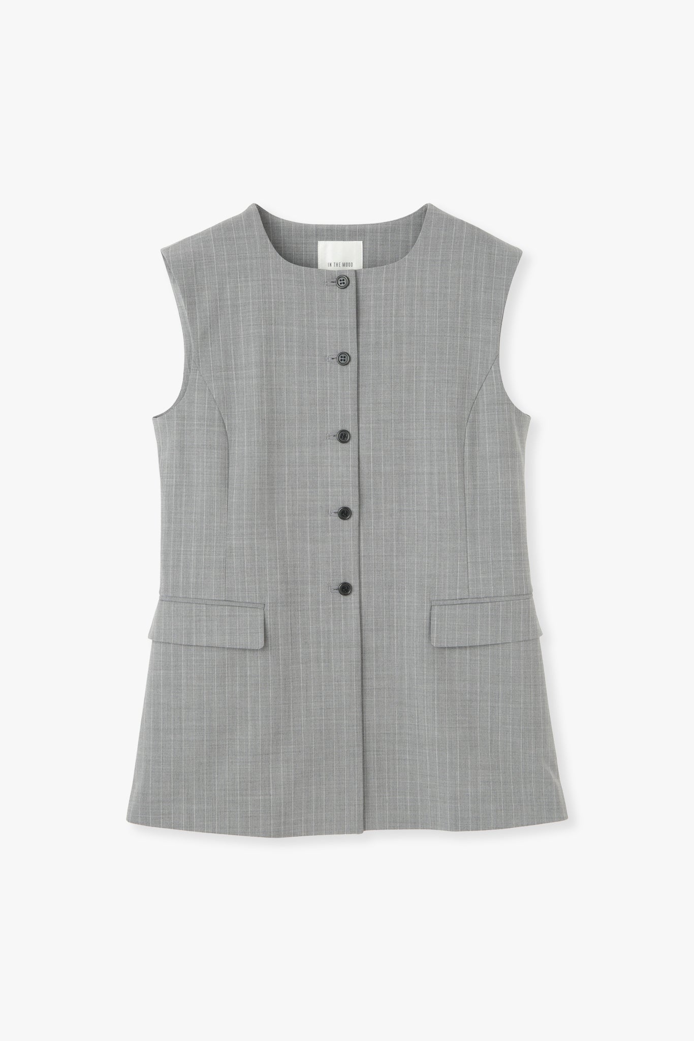【PRE ORDER】Washable Wool Stripe VestーGRAY