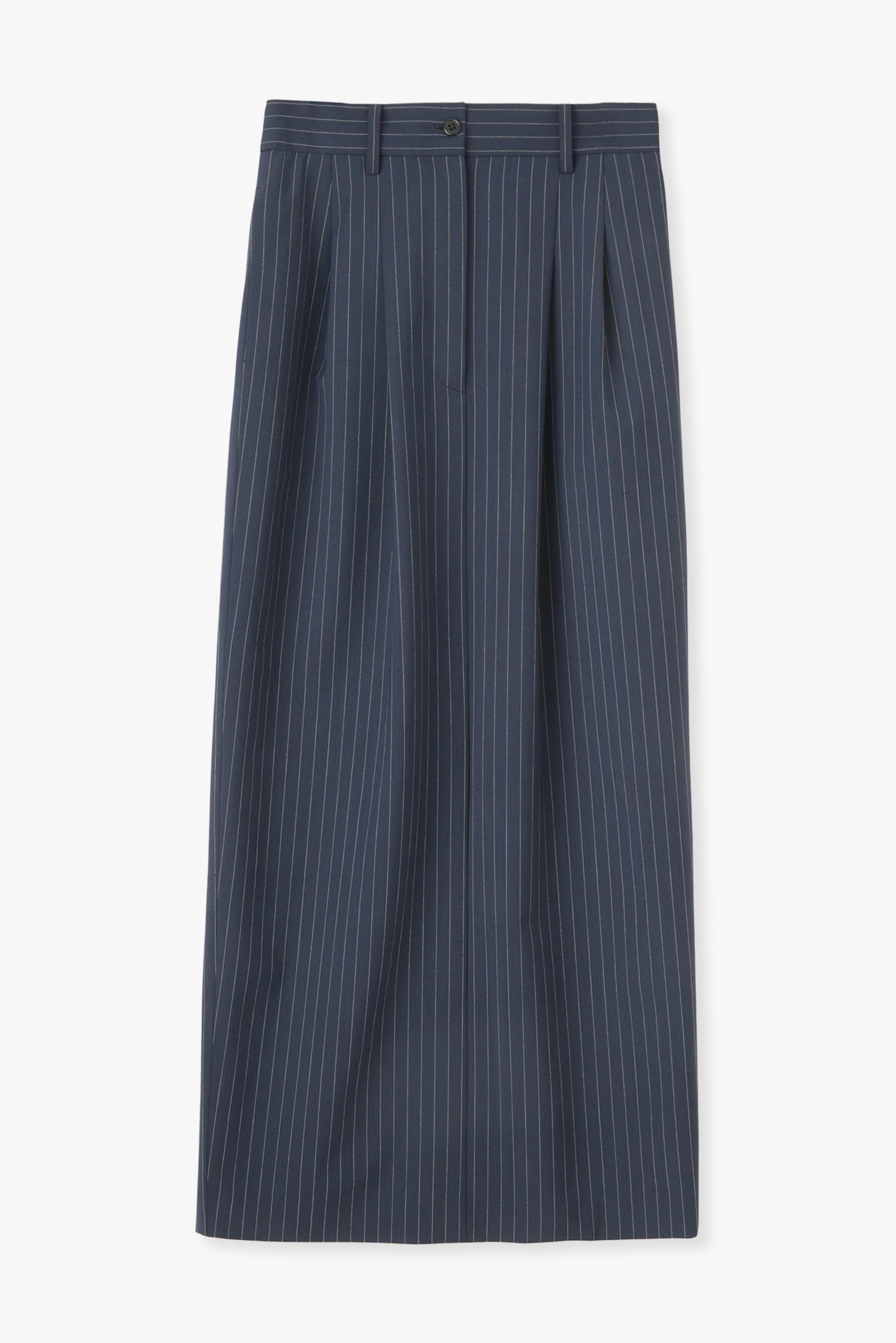 【PRE ORDER】Washable Wool Stripe SkirtーNAVY