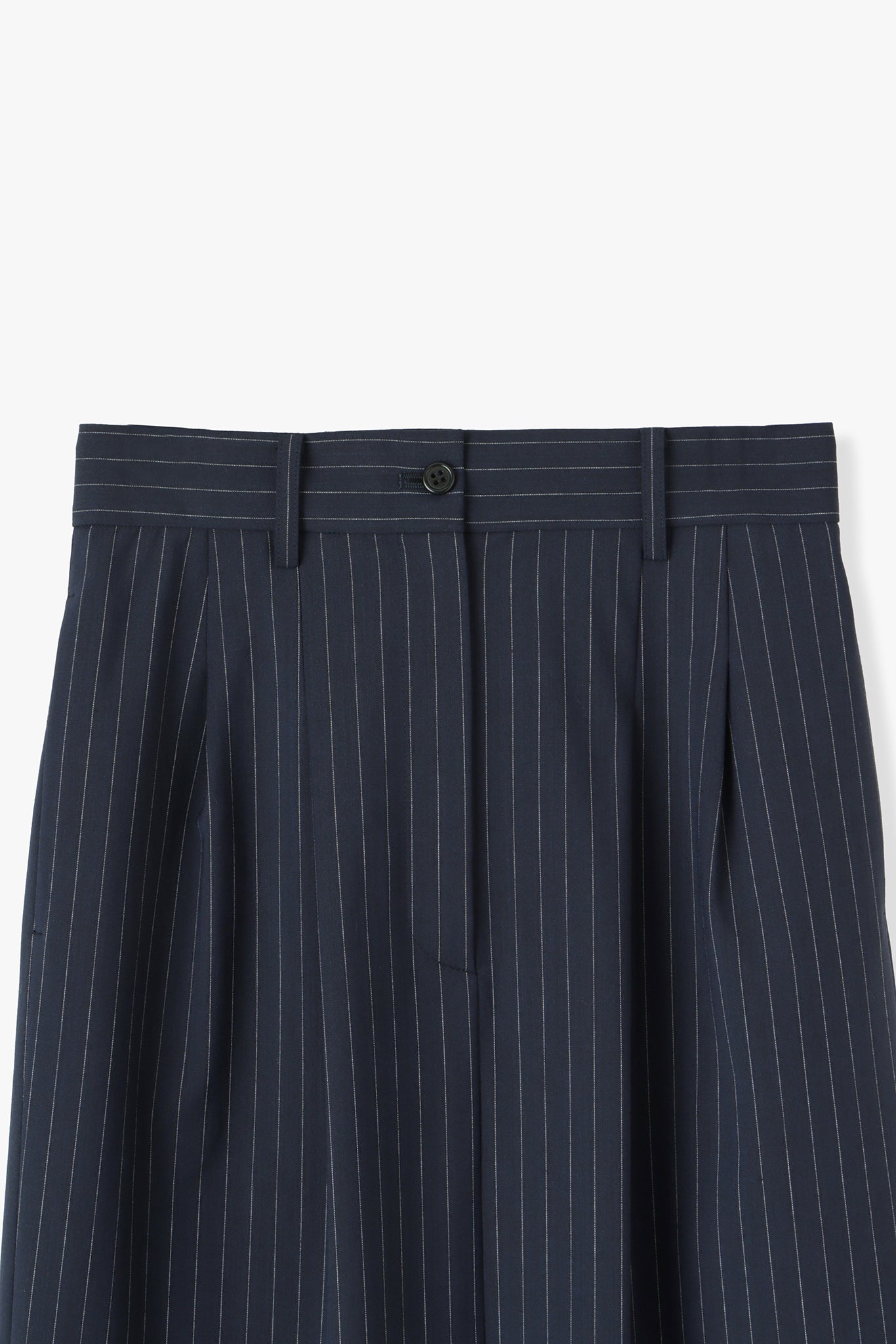 【PRE ORDER】Washable Wool Stripe SkirtーNAVY