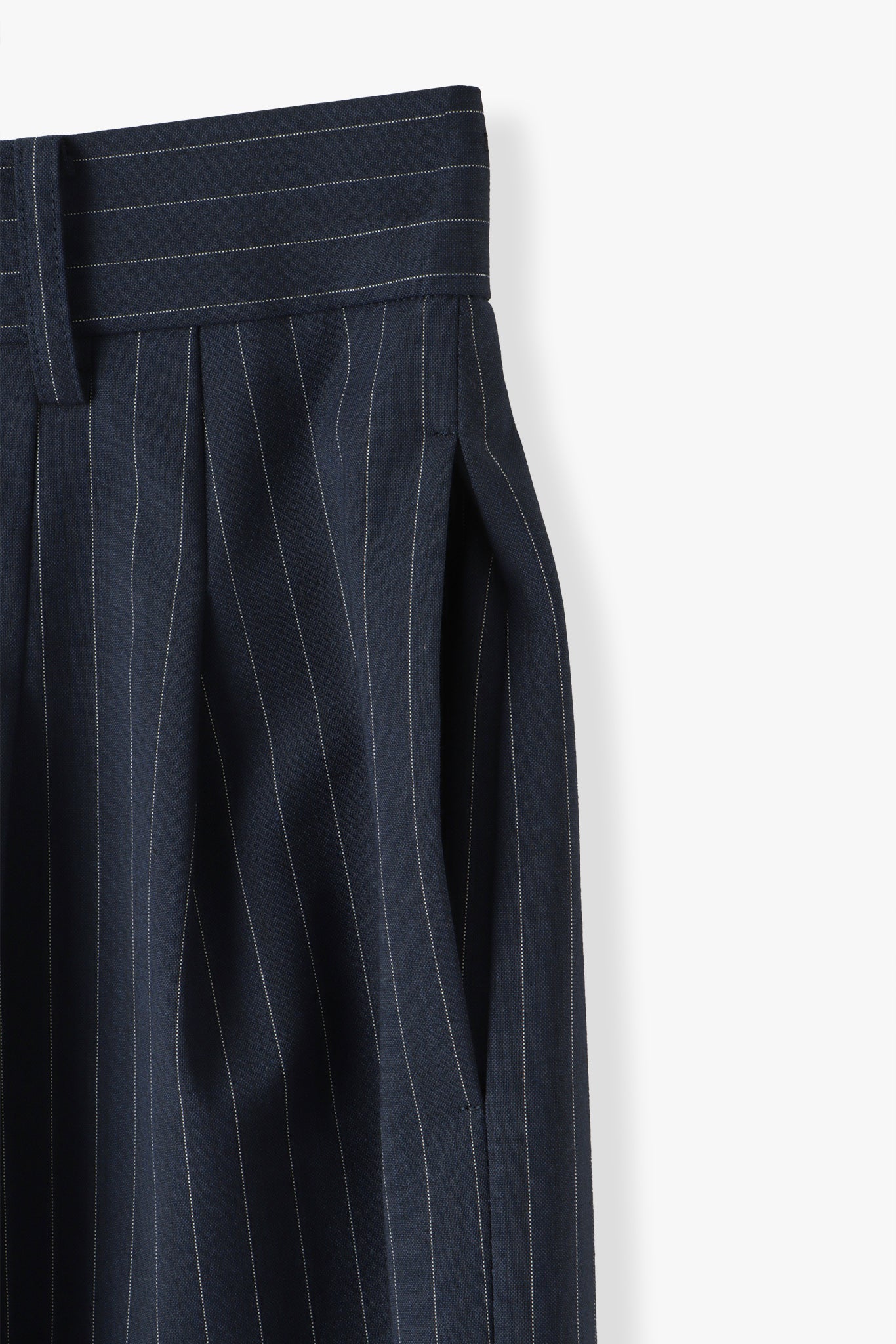 【PRE ORDER】Washable Wool Stripe SkirtーNAVY