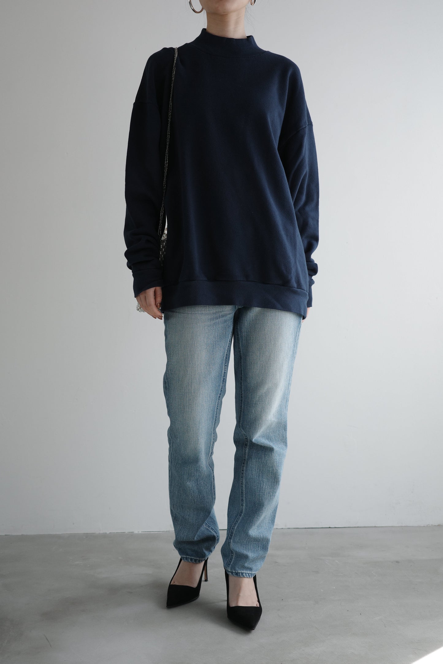 MELT MOCK NECK PULLOVER(和歌山裏毛)ーNAVY