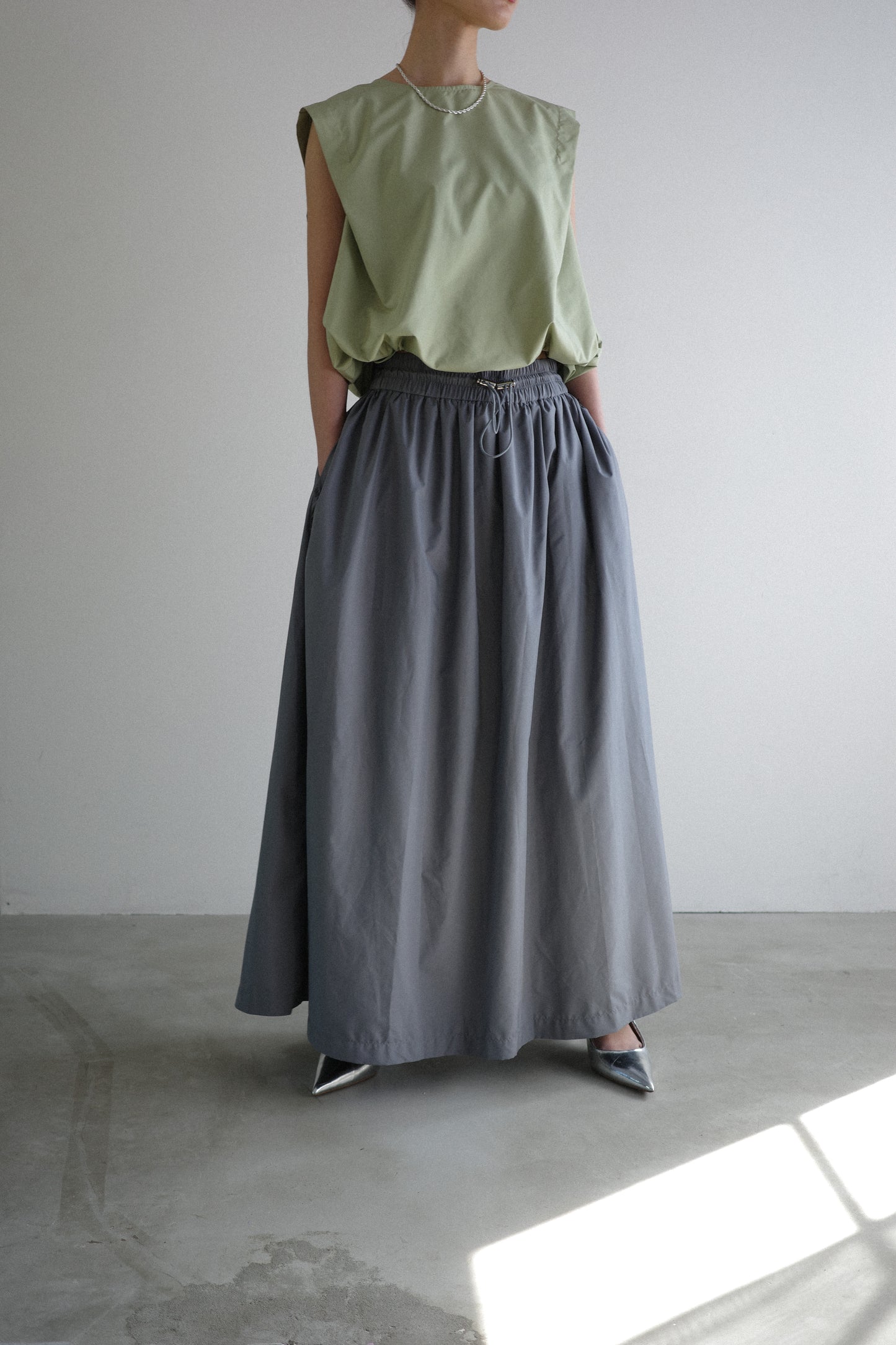 BALLOON SILHOUETTE NO SLEEVE TOPS(LIMONTA)-PISTACHIO