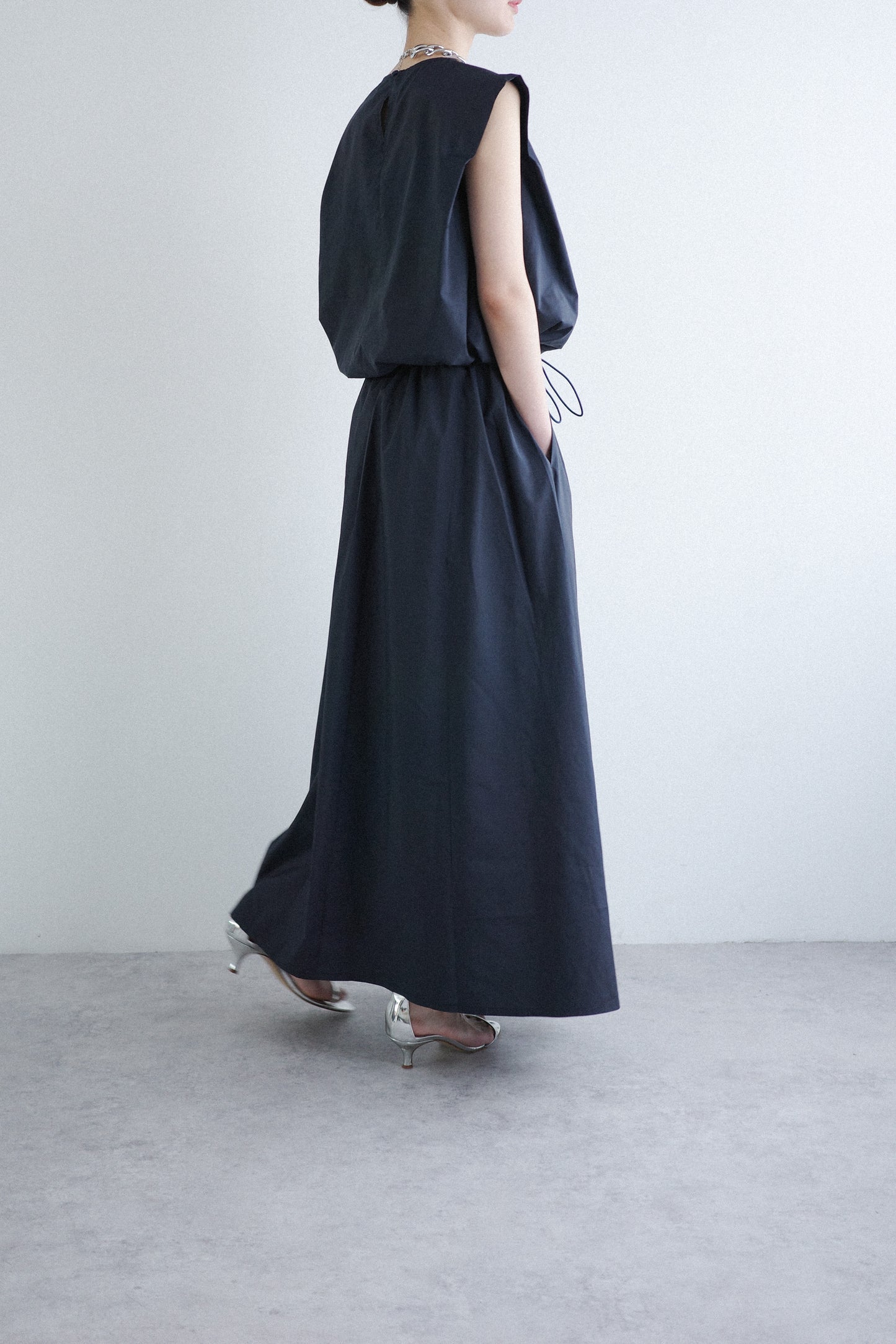 GATHER MAXI LENGTH SKIRT(LIMONTA)ーNAVY
