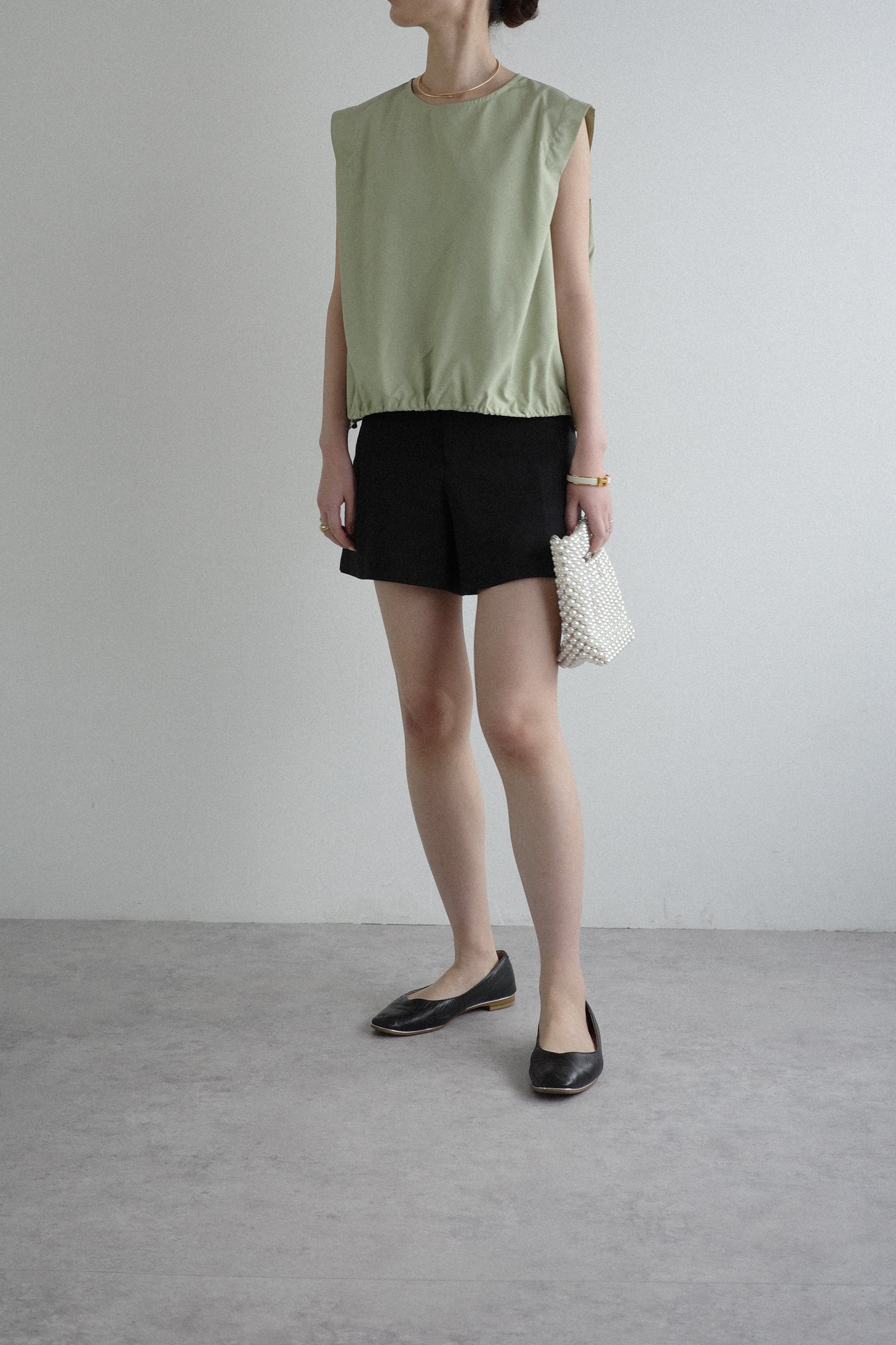 BALLOON SILHOUETTE NO SLEEVE TOPS(LIMONTA)-PISTACHIO