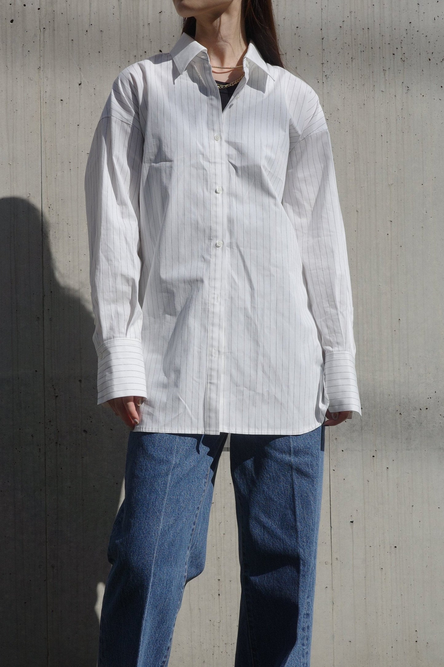 2Way Stripe Shirt(Banshu-Ori)ーWHITE