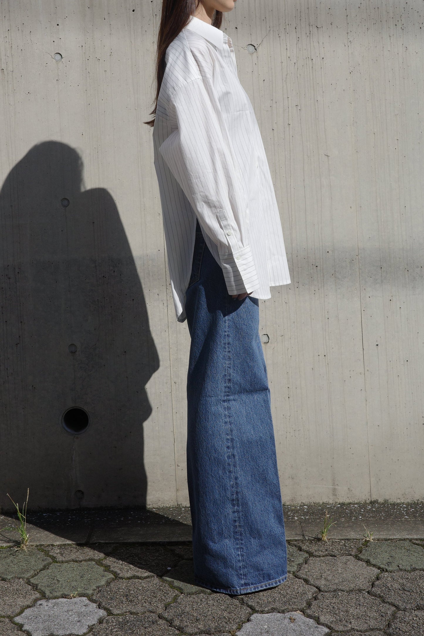 2Way Stripe Shirt(Banshu-Ori)ーWHITE