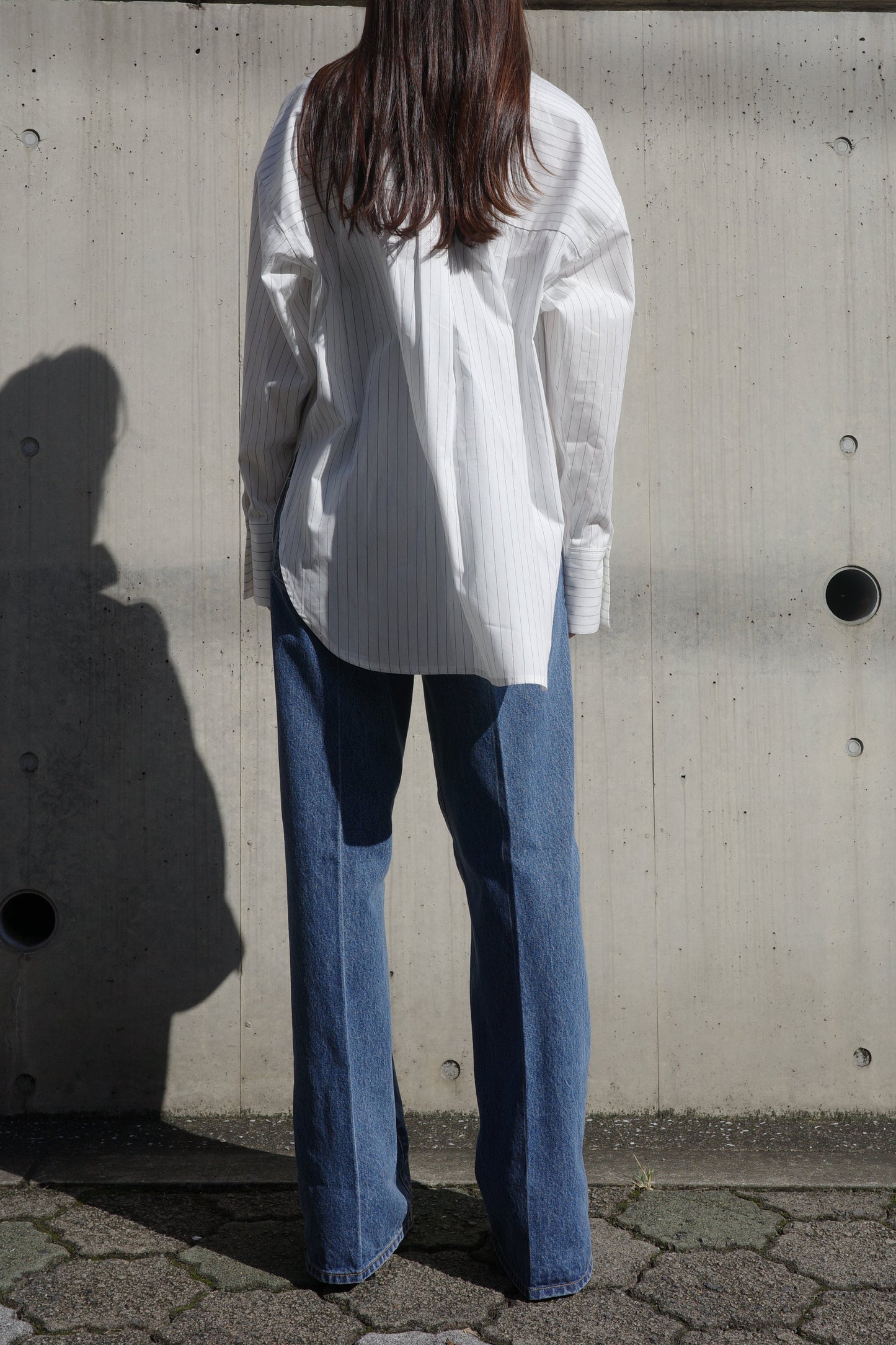 2Way Stripe Shirt(Banshu-Ori)ーWHITE