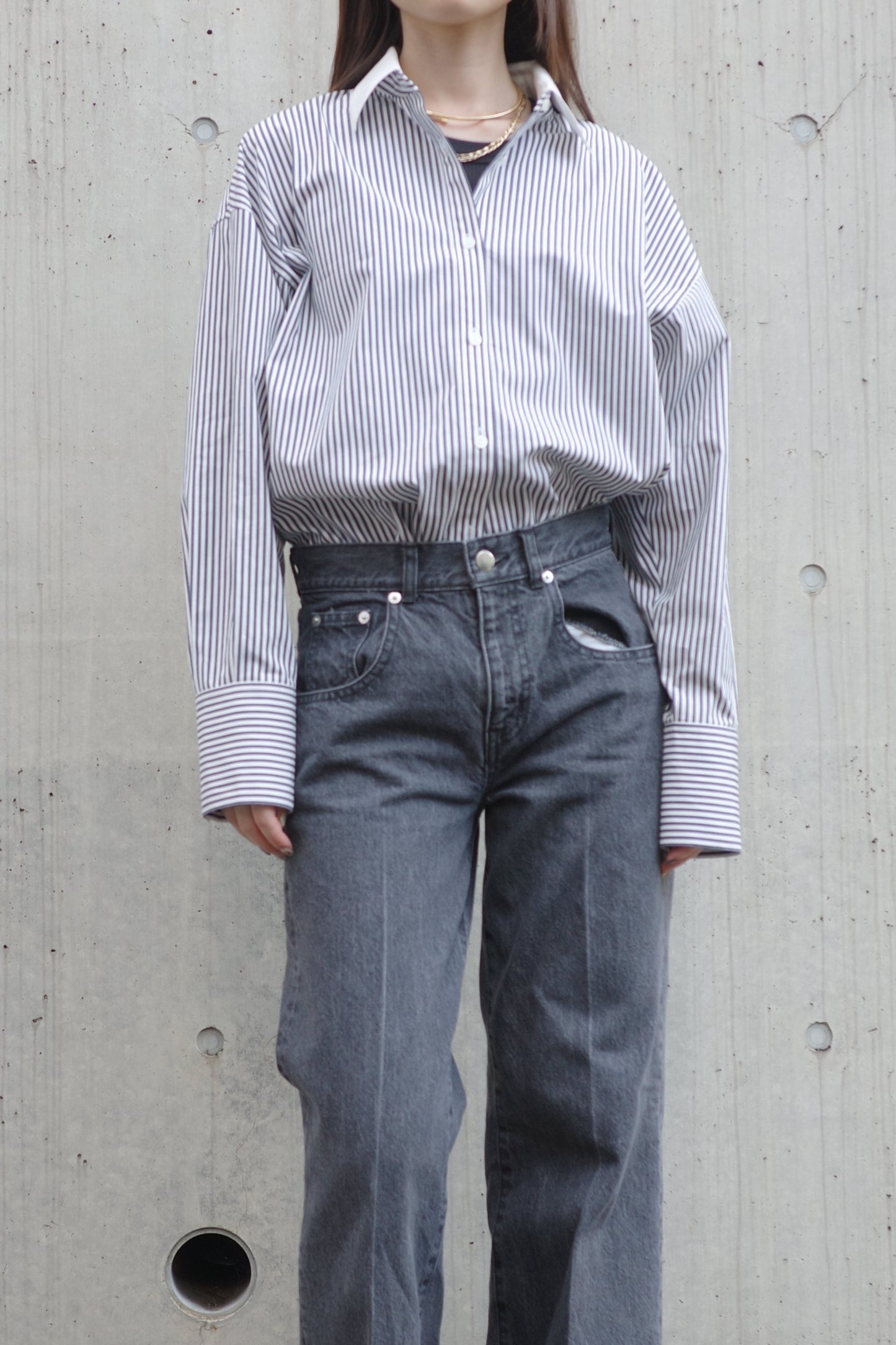 2Way Stripe Shirt(Banshu-Ori)ーNAVY