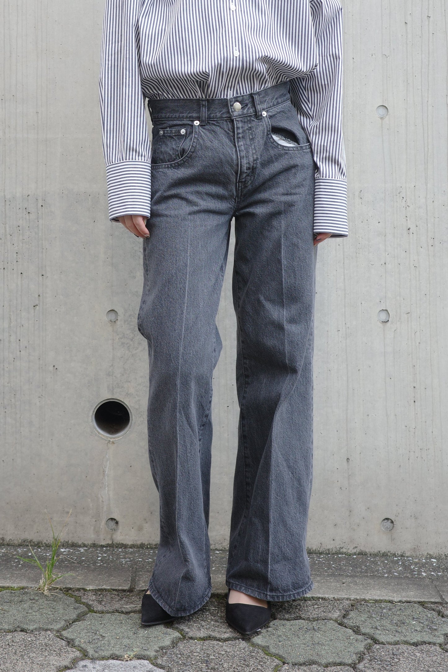 Center Press Jeans(kojima denim)ーGRAY