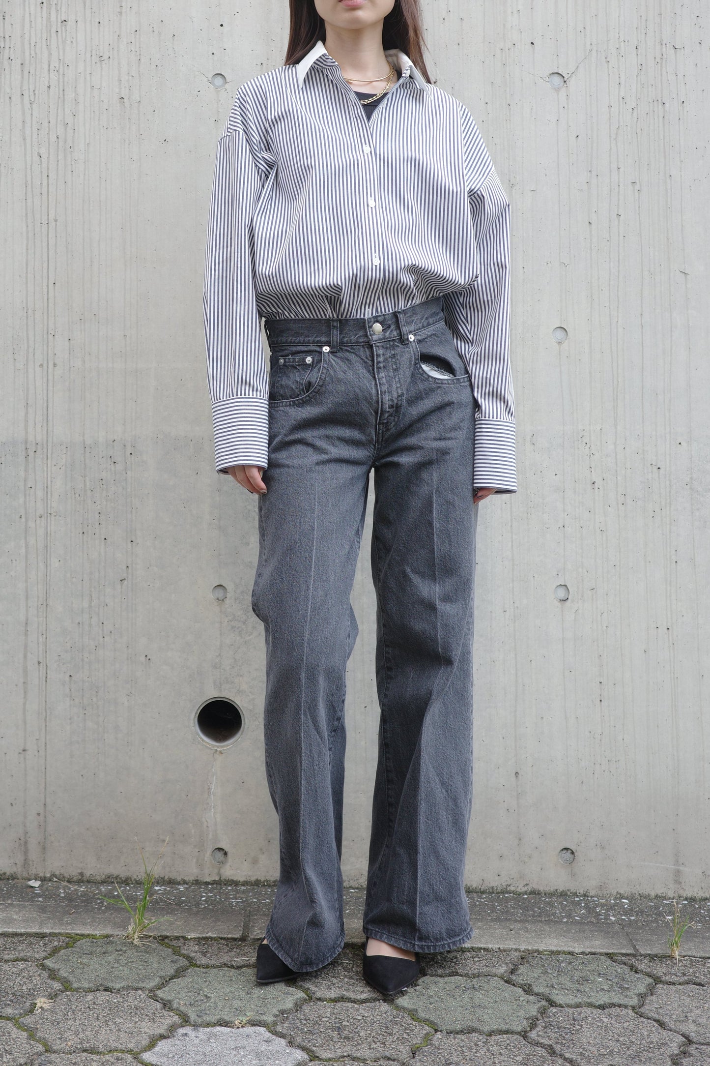 Center Press Jeans(kojima denim)ーGRAY