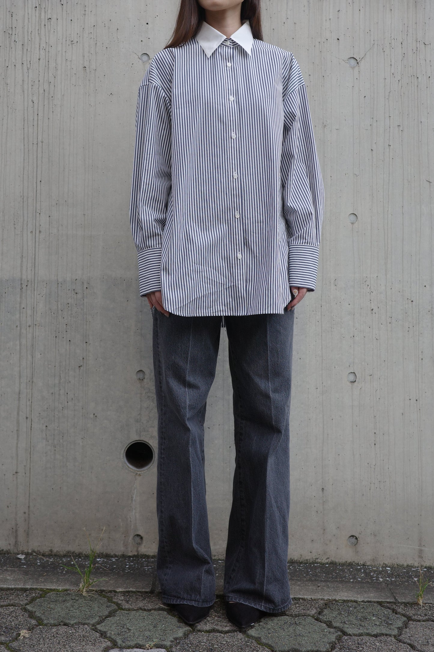 2Way Stripe Shirt(Banshu-Ori)ーNAVY