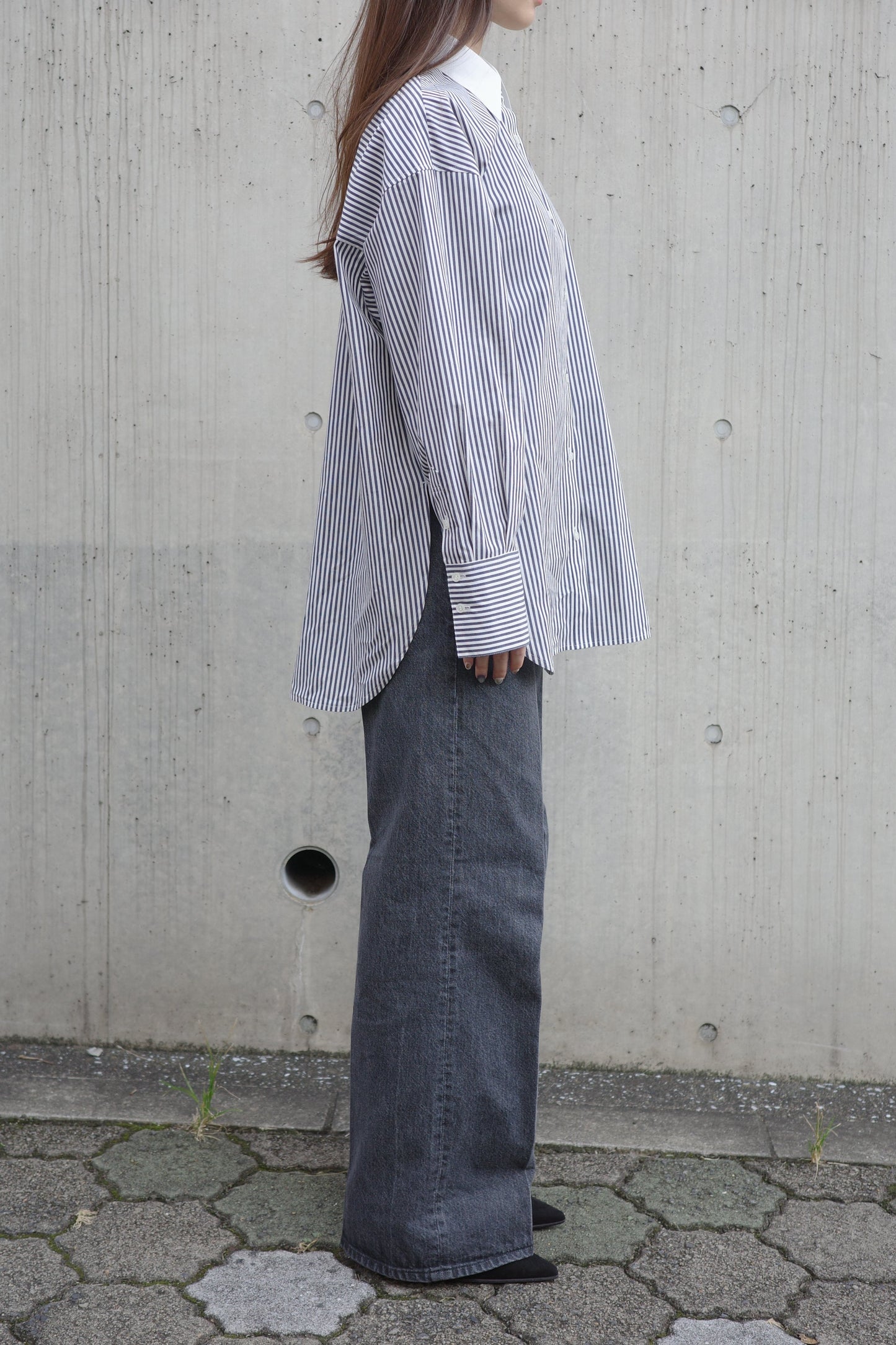 2Way Stripe Shirt(Banshu-Ori)ーNAVY
