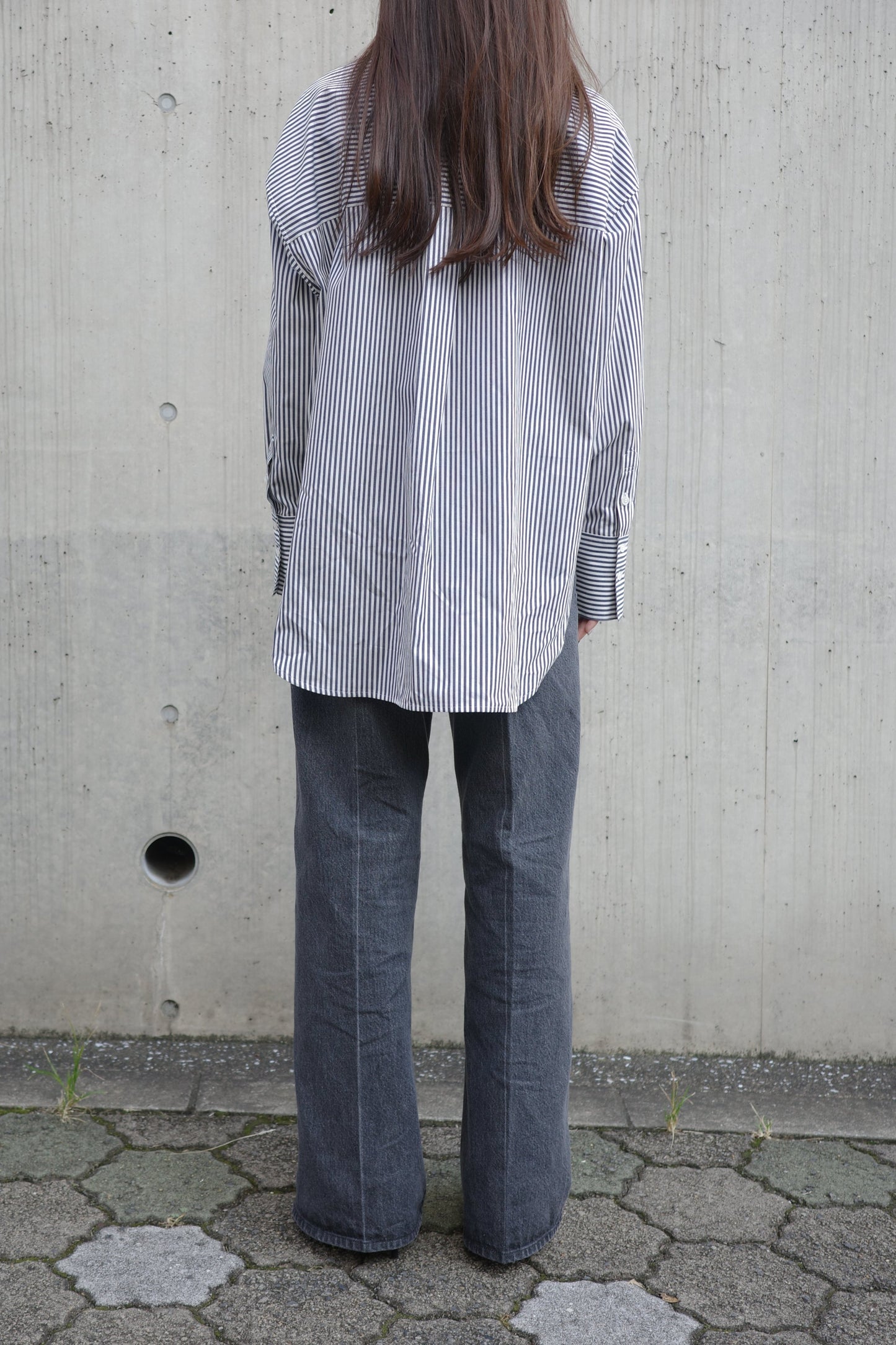 2Way Stripe Shirt(Banshu-Ori)ーNAVY