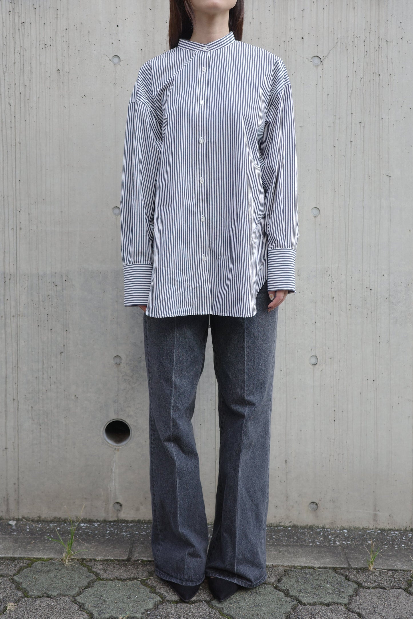 2Way Stripe Shirt(Banshu-Ori)ーNAVY