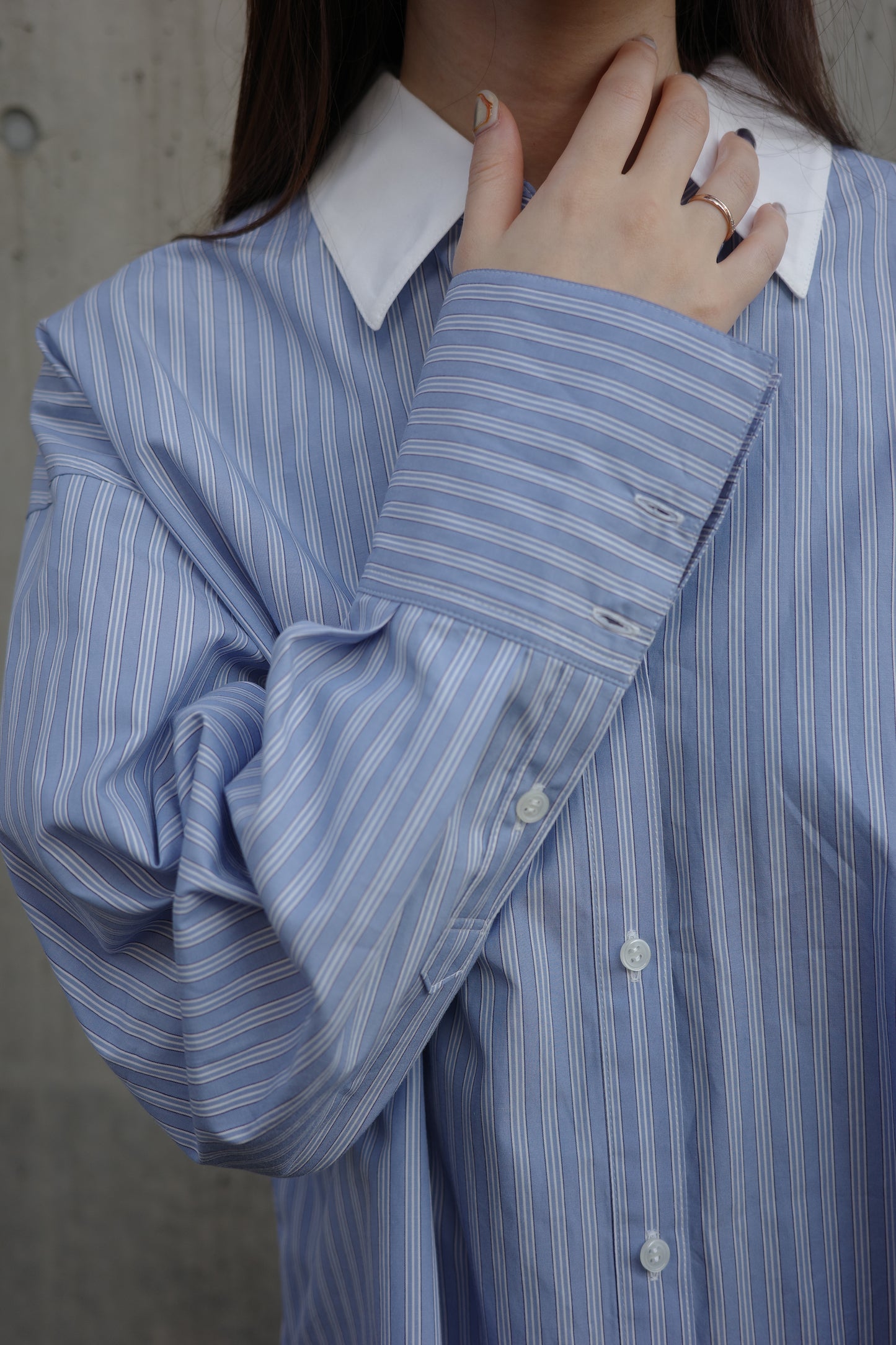 2Way Stripe Shirt(Banshu-Ori)ーBLUE