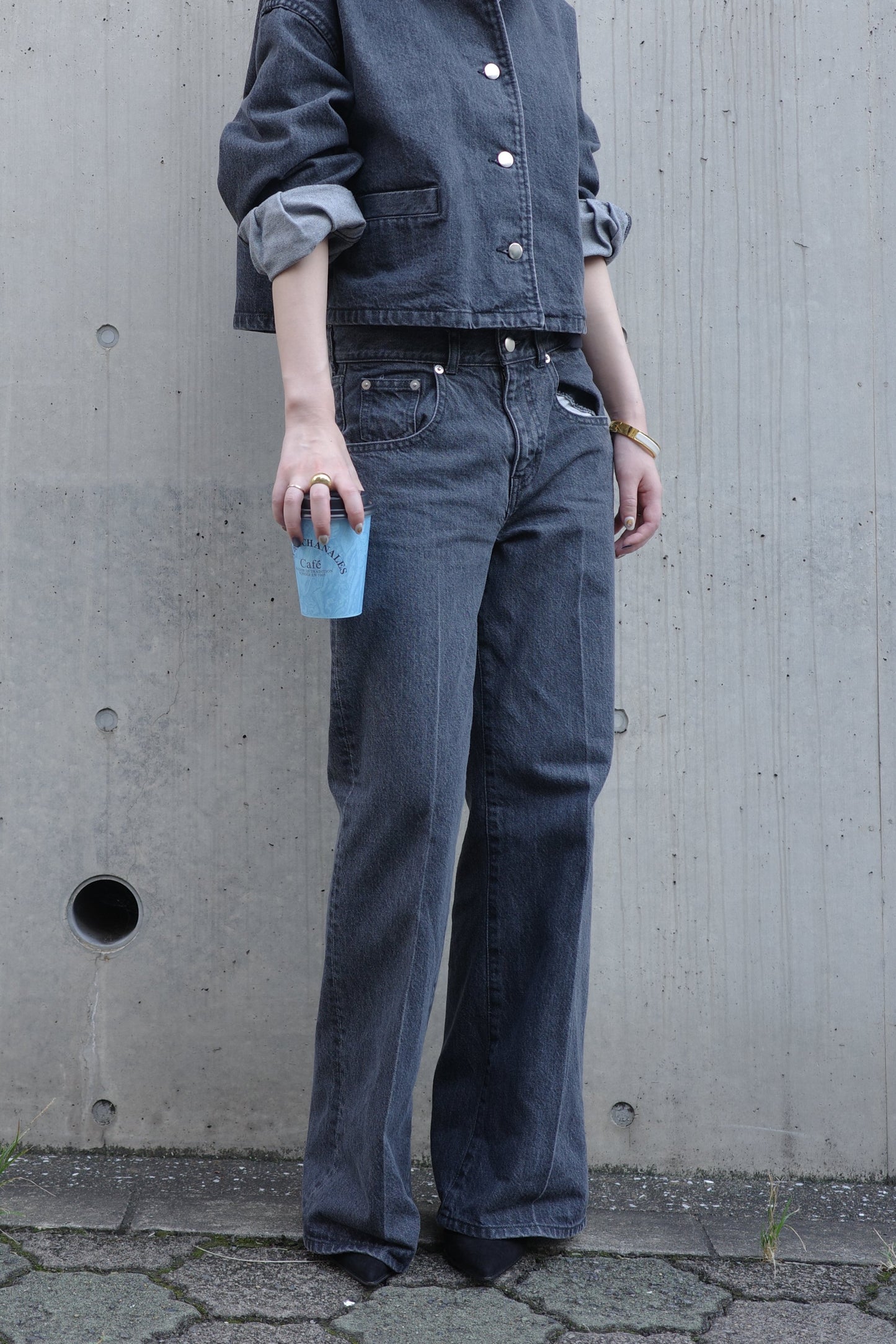 Center Press Jeans(kojima denim)ーGRAY