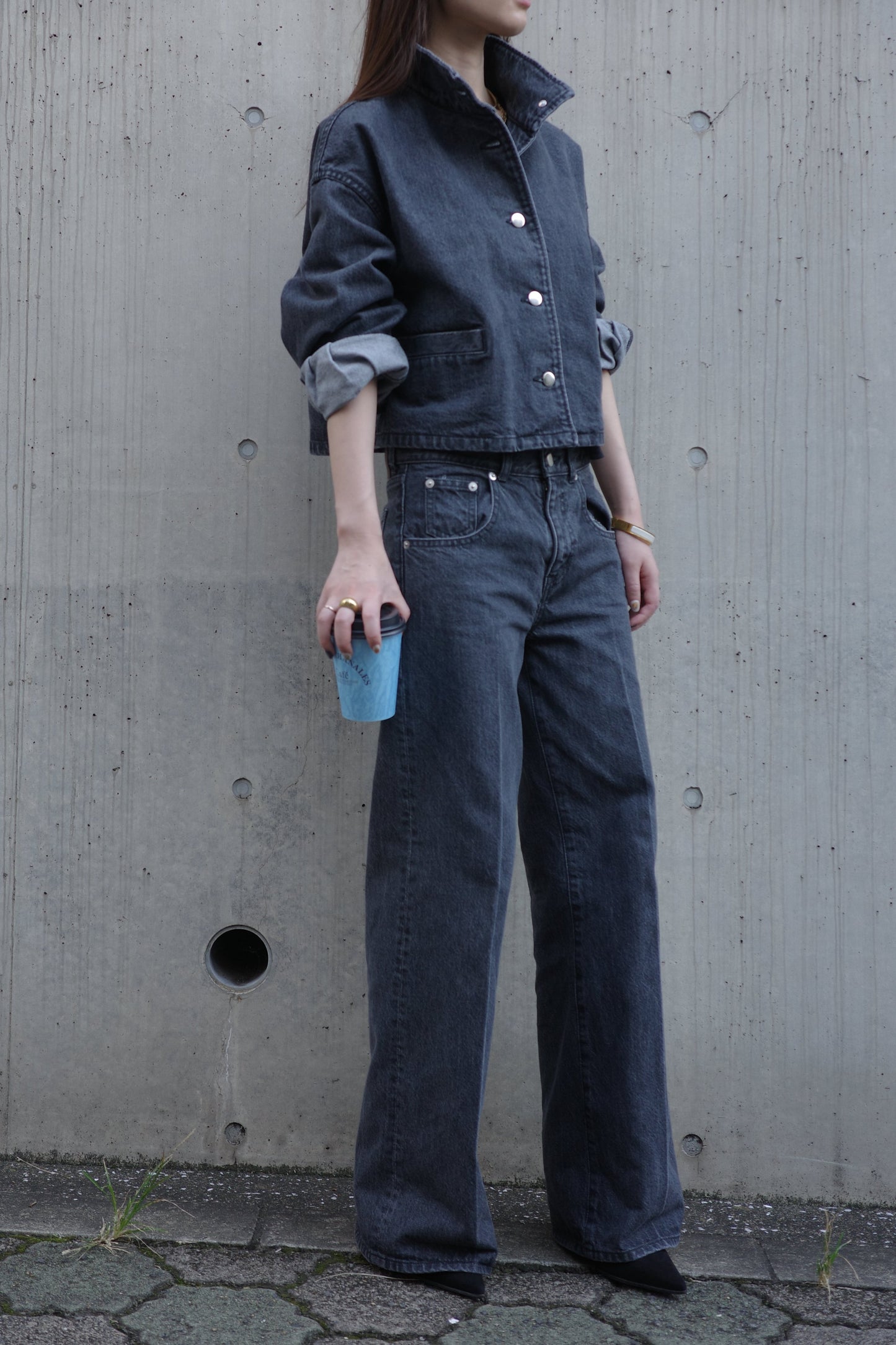 Stand Collar Denim Jaket(kojima denim)ーGRAY