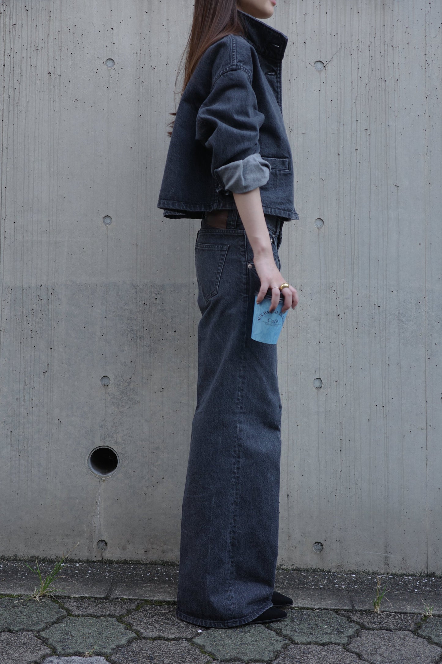 Stand Collar Denim Jaket(kojima denim)ーGRAY