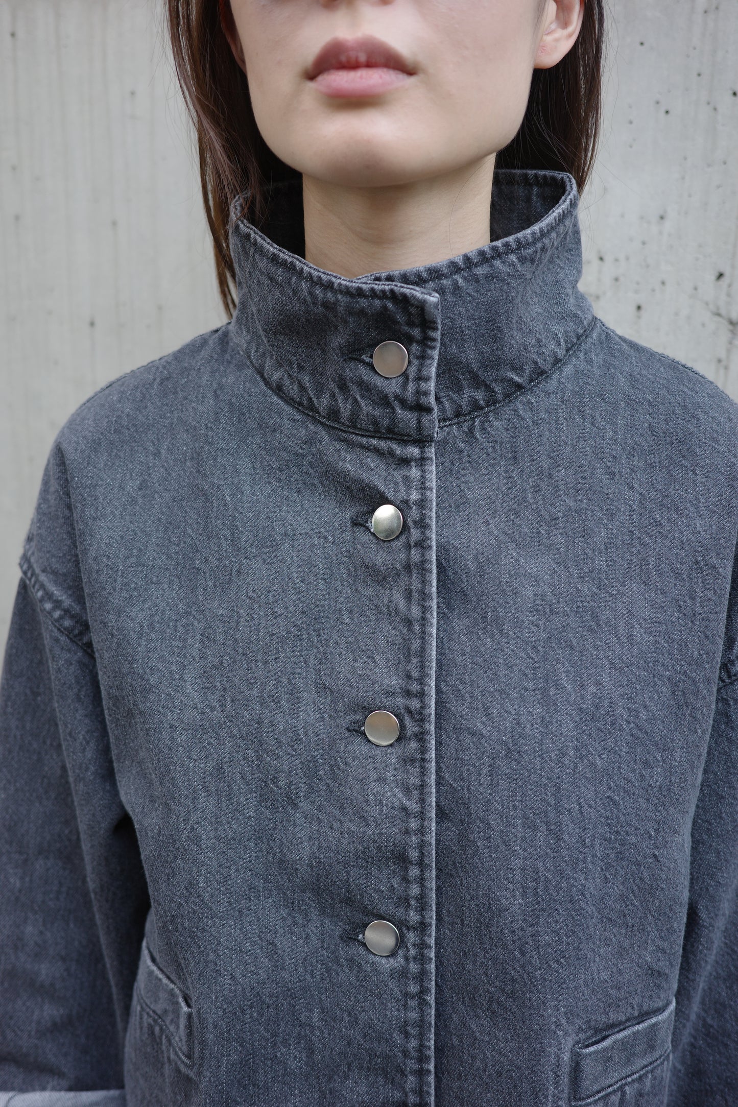 Stand Collar Denim Jaket(kojima denim)ーGRAY