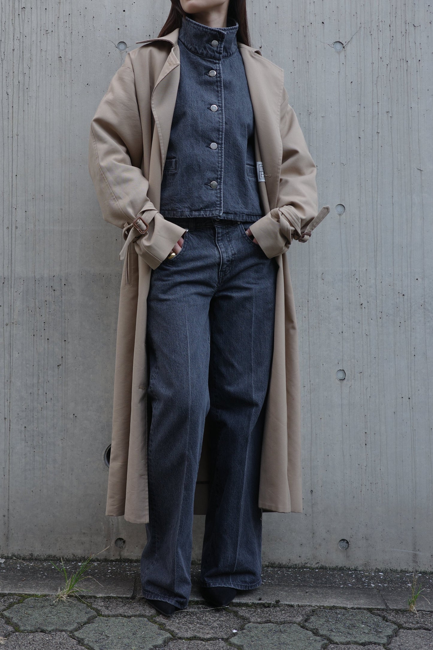 Stand Collar Denim Jaket(kojima denim)ーGRAY