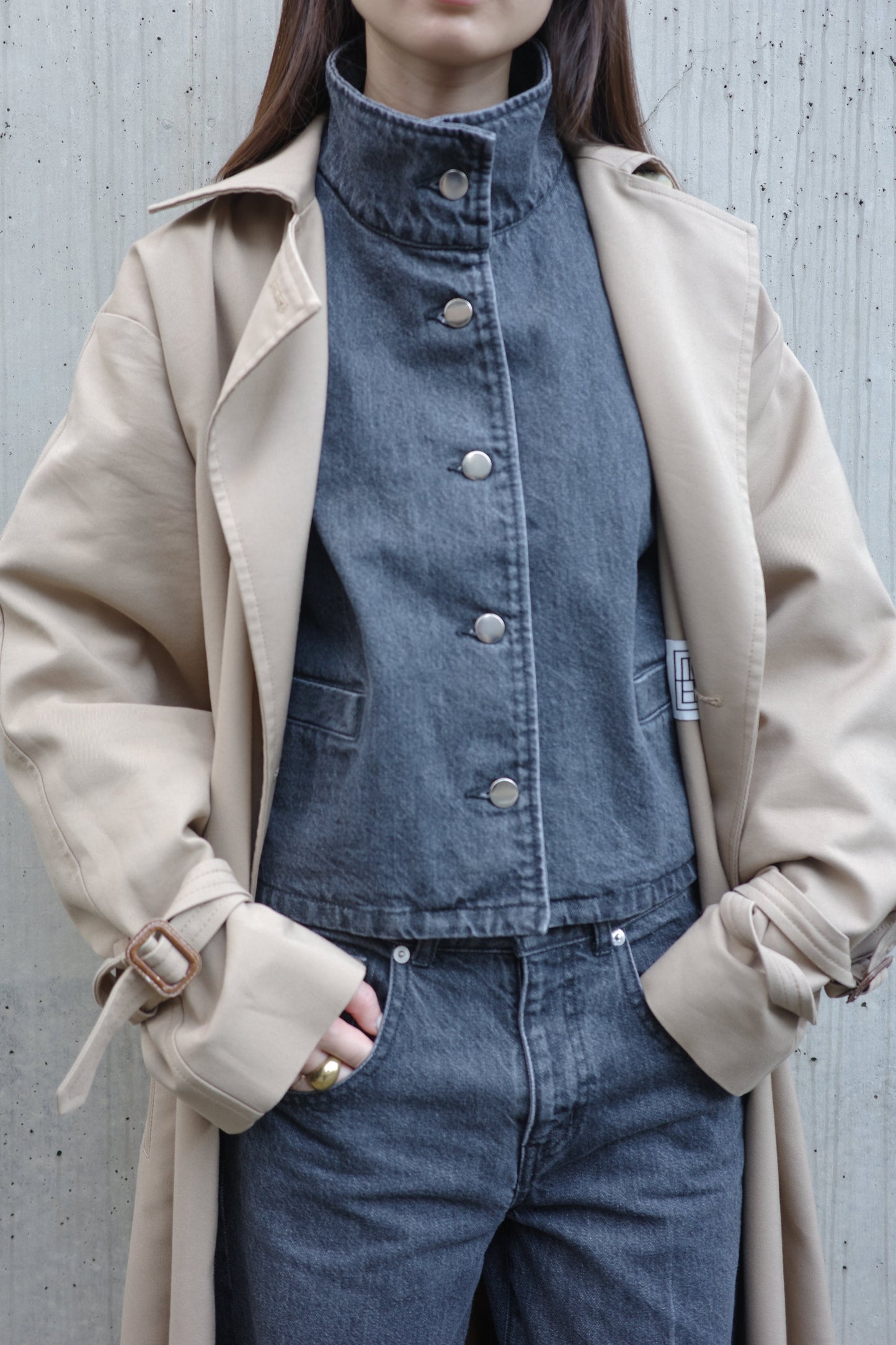 Stand Collar Denim Jaket(kojima denim)ーGRAY