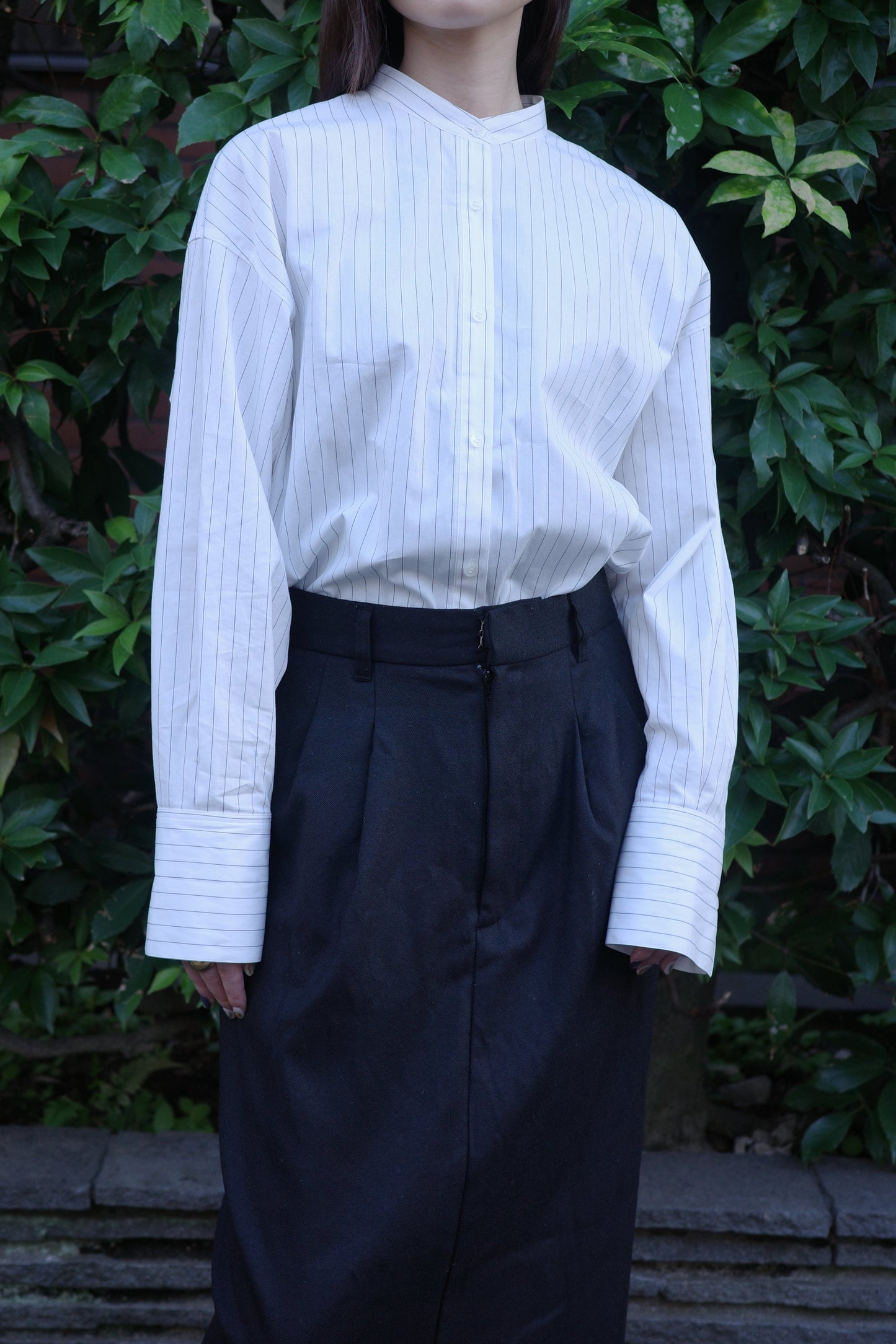 2Way Stripe Shirt(Banshu-Ori)ーWHITE