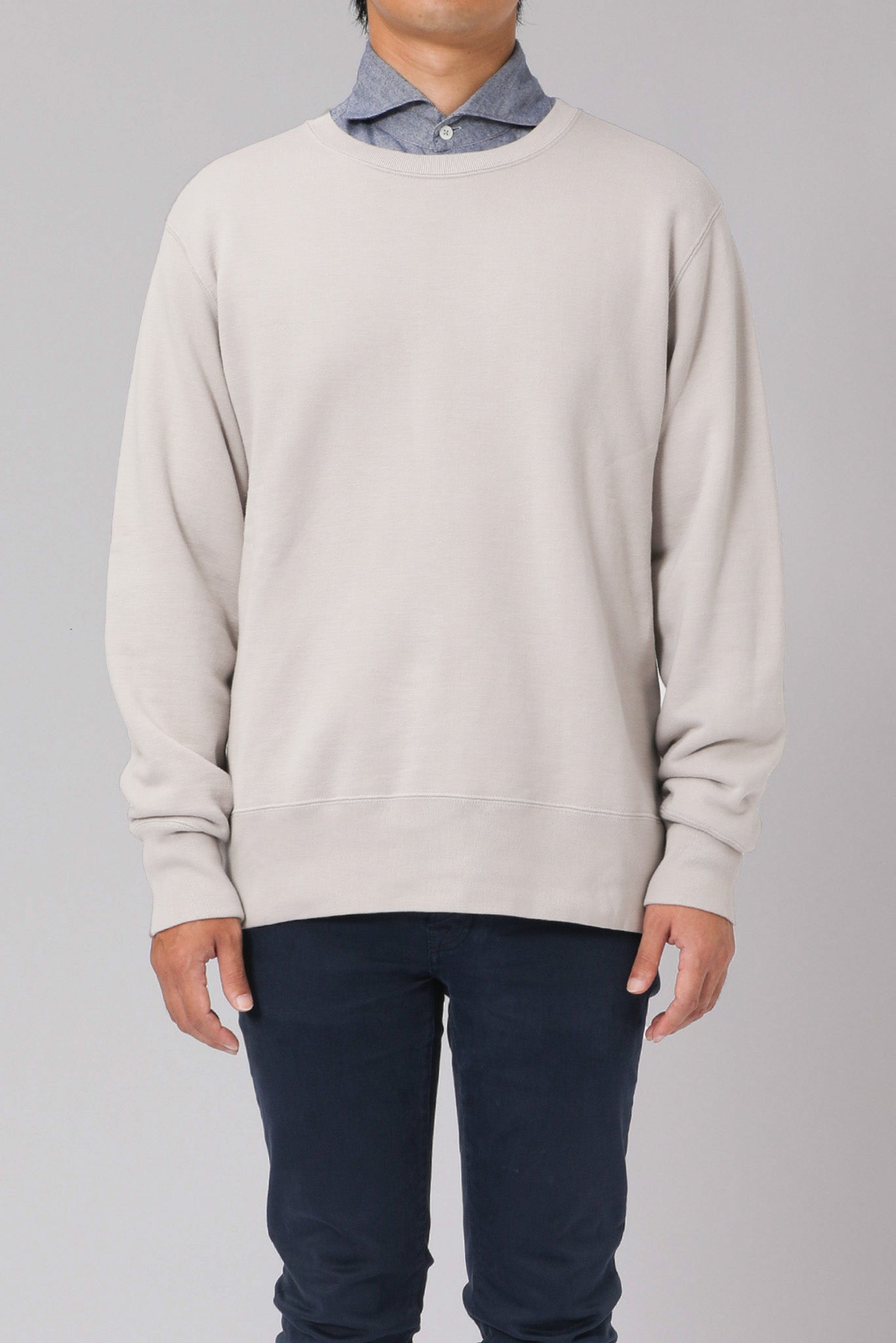 AMERICAN SEA ISLAND COTTON BASIC PULLOVER (和歌山吊り編み)-ASH GRAY
