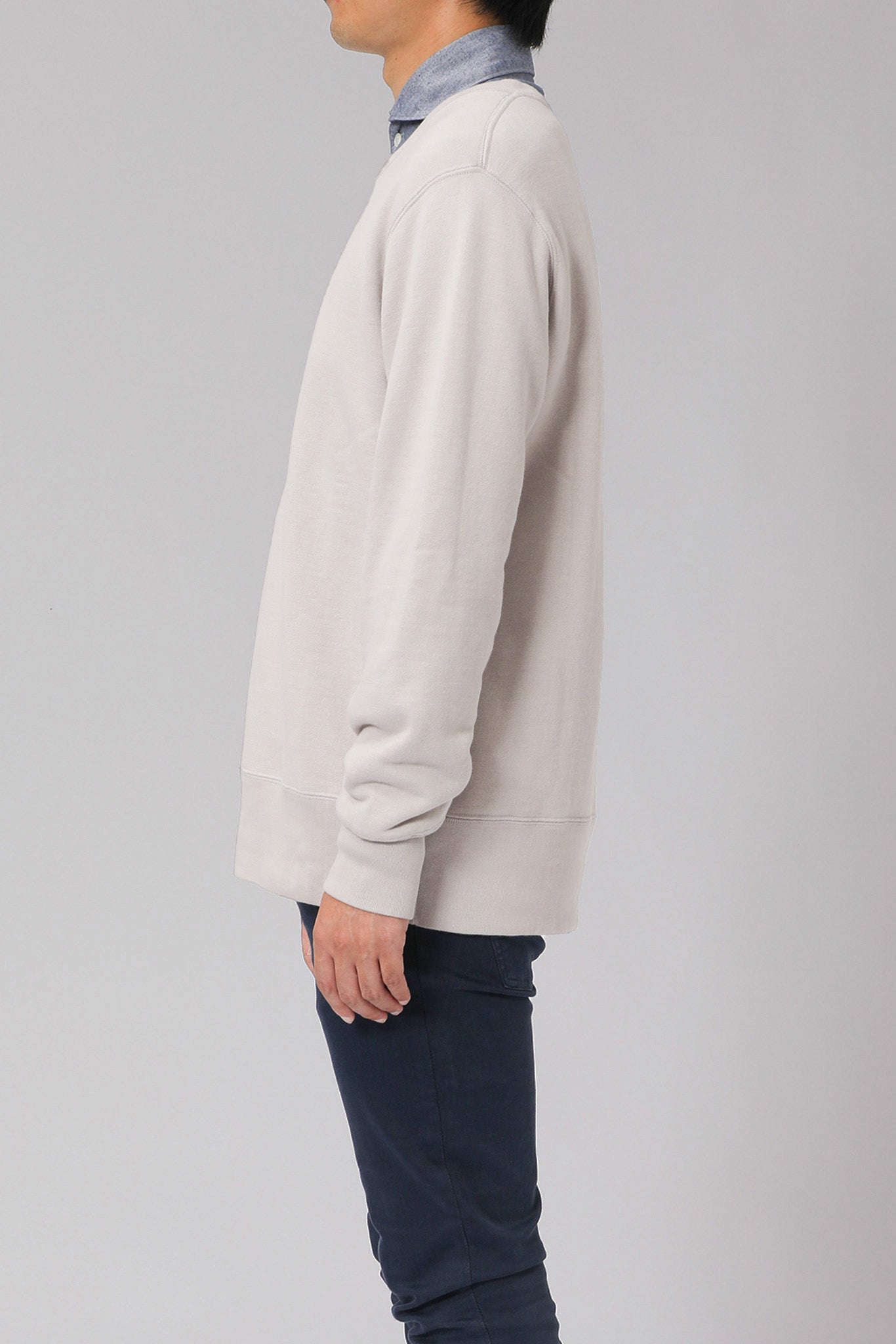 AMERICAN SEA ISLAND COTTON BASIC PULLOVER (和歌山吊り編み)-ASH GRAY