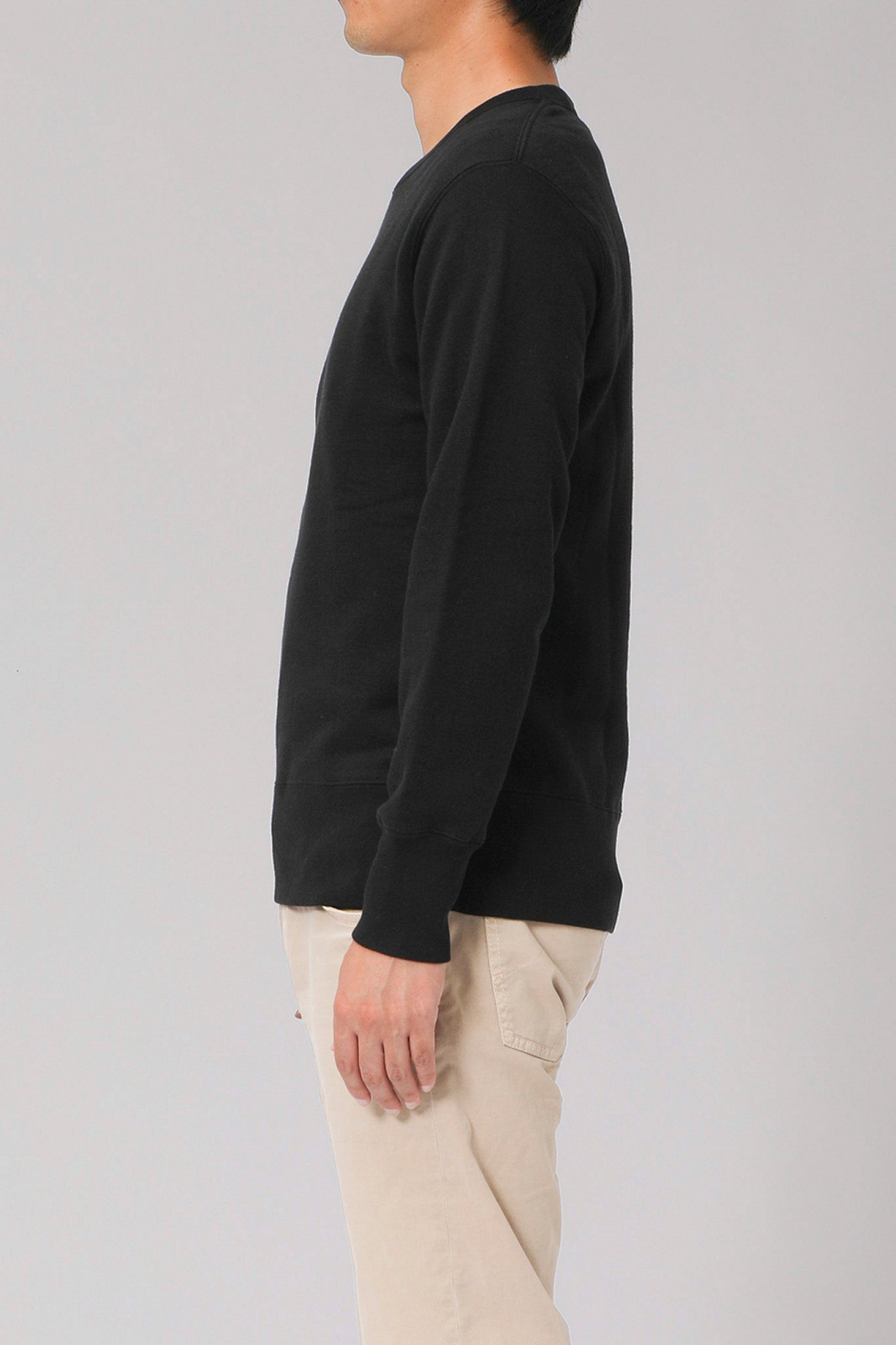 AMERICAN SEA ISLAND COTTON BASIC PULLOVER (和歌山吊り編み)-BLACK