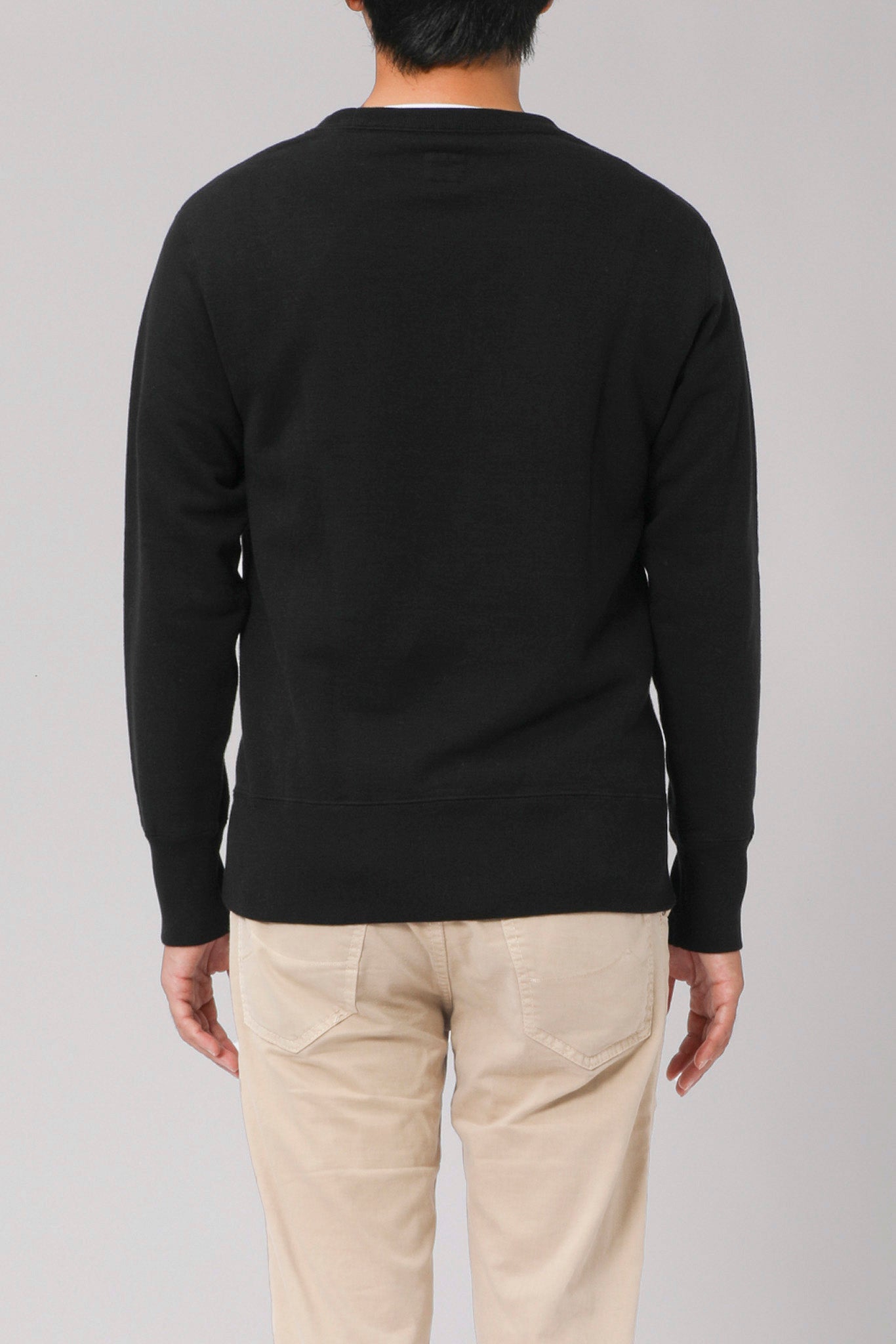 AMERICAN SEA ISLAND COTTON BASIC PULLOVER (和歌山吊り編み)-BLACK