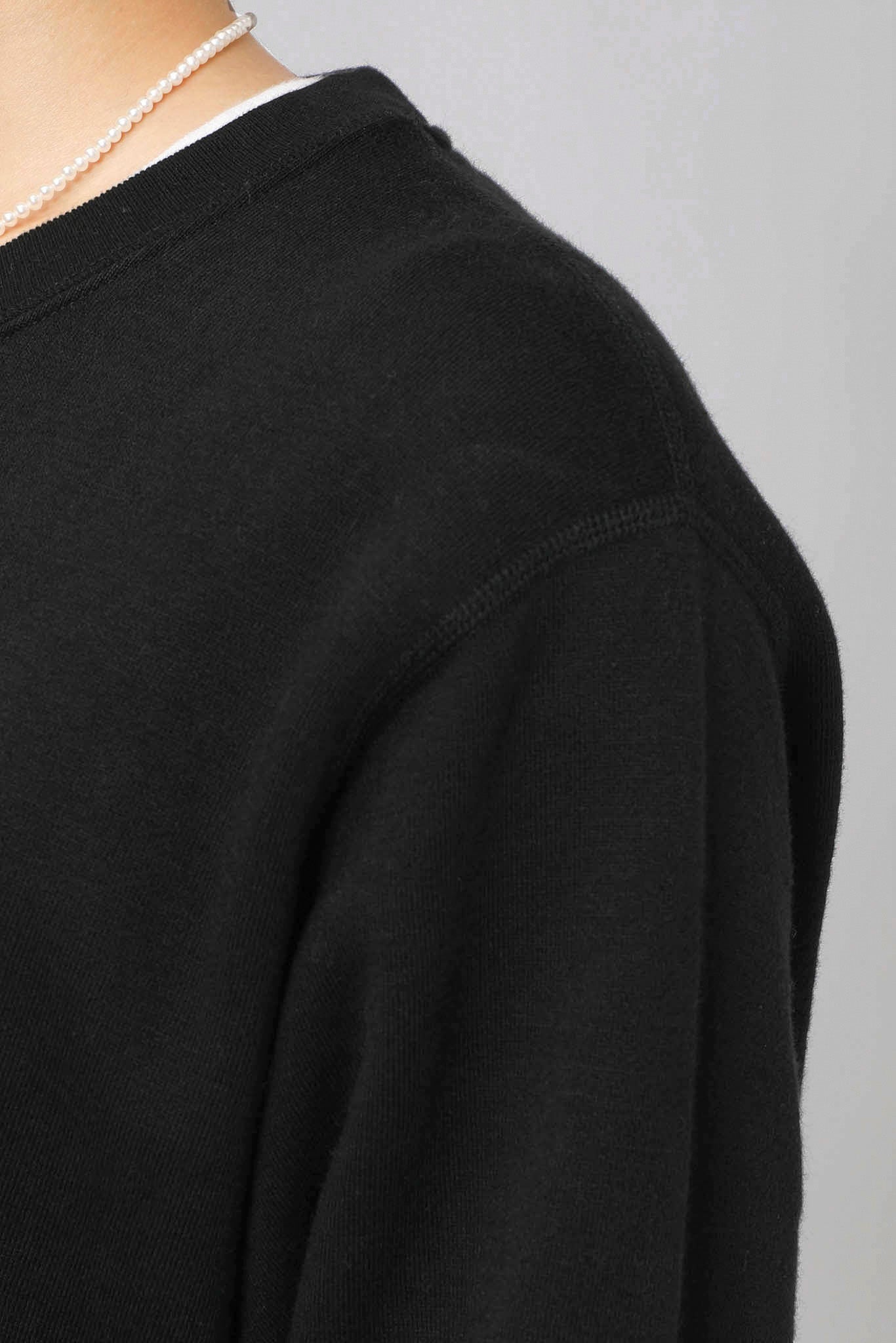 AMERICAN SEA ISLAND COTTON SHORT PULLOVER (和歌山吊り編み)-BLACK