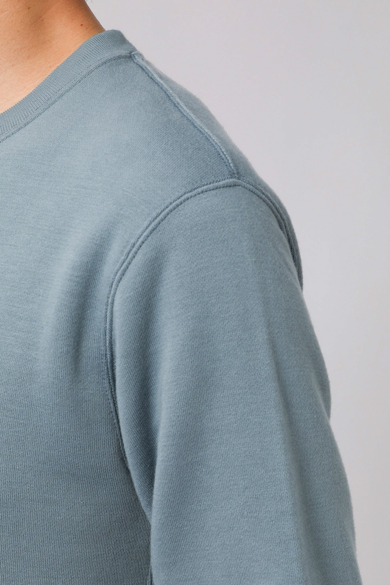 AMERICAN SEA ISLAND COTTON BASIC PULLOVER (和歌山吊り編み)-SMOKE BLUE
