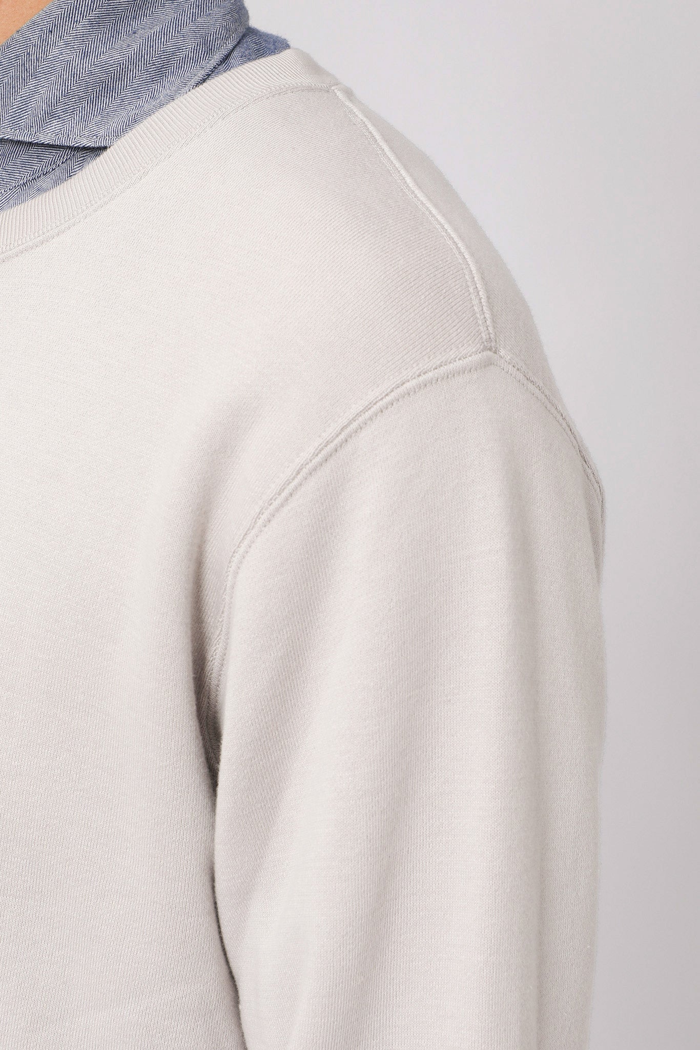 AMERICAN SEA ISLAND COTTON BASIC PULLOVER (和歌山吊り編み)-ASH GRAY