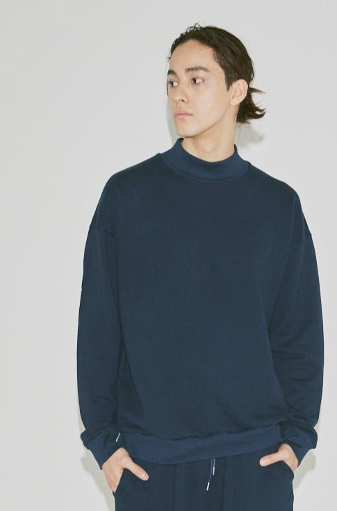 MELT MOCK NECK PULLOVER(和歌山裏毛)ーNAVY