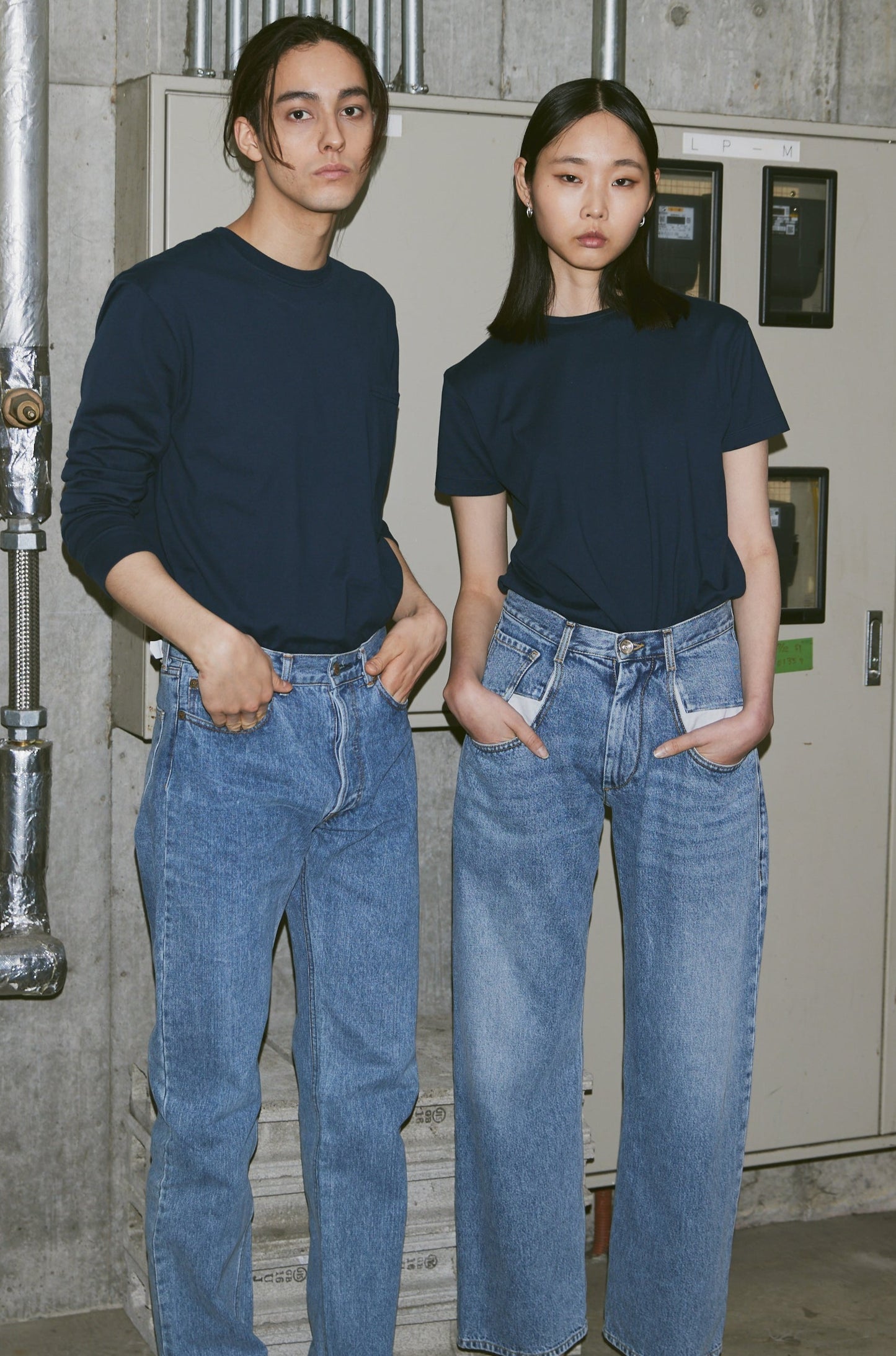SQUARE POCKET LONG SLEEVE TEE(和歌山カットソー)ーNAVY/UNISEX