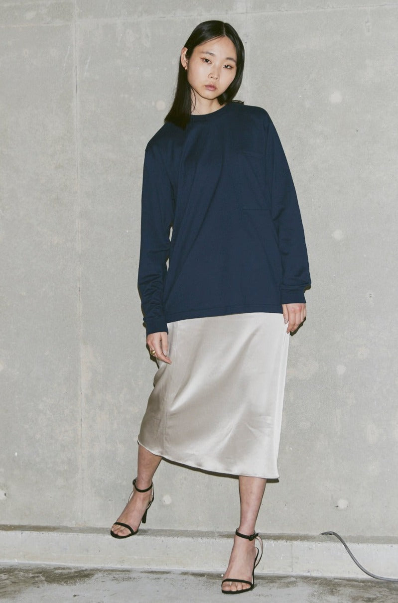 SQUARE POCKET LONG SLEEVE TEE(和歌山カットソー)ーNAVY/UNISEX