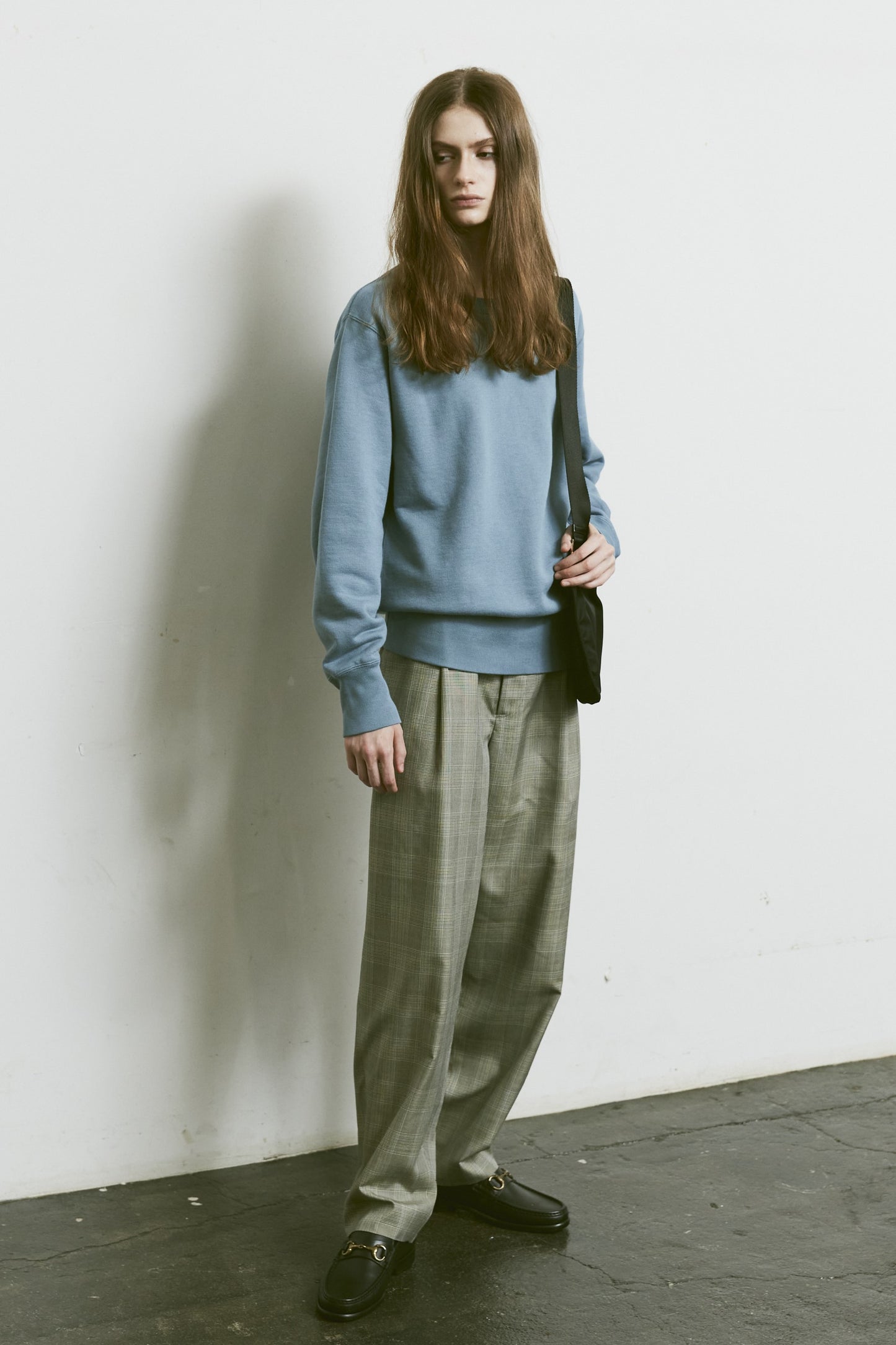 AMERICAN SEA ISLAND COTTON BASIC PULLOVER (和歌山吊り編み)-SMOKE BLUE
