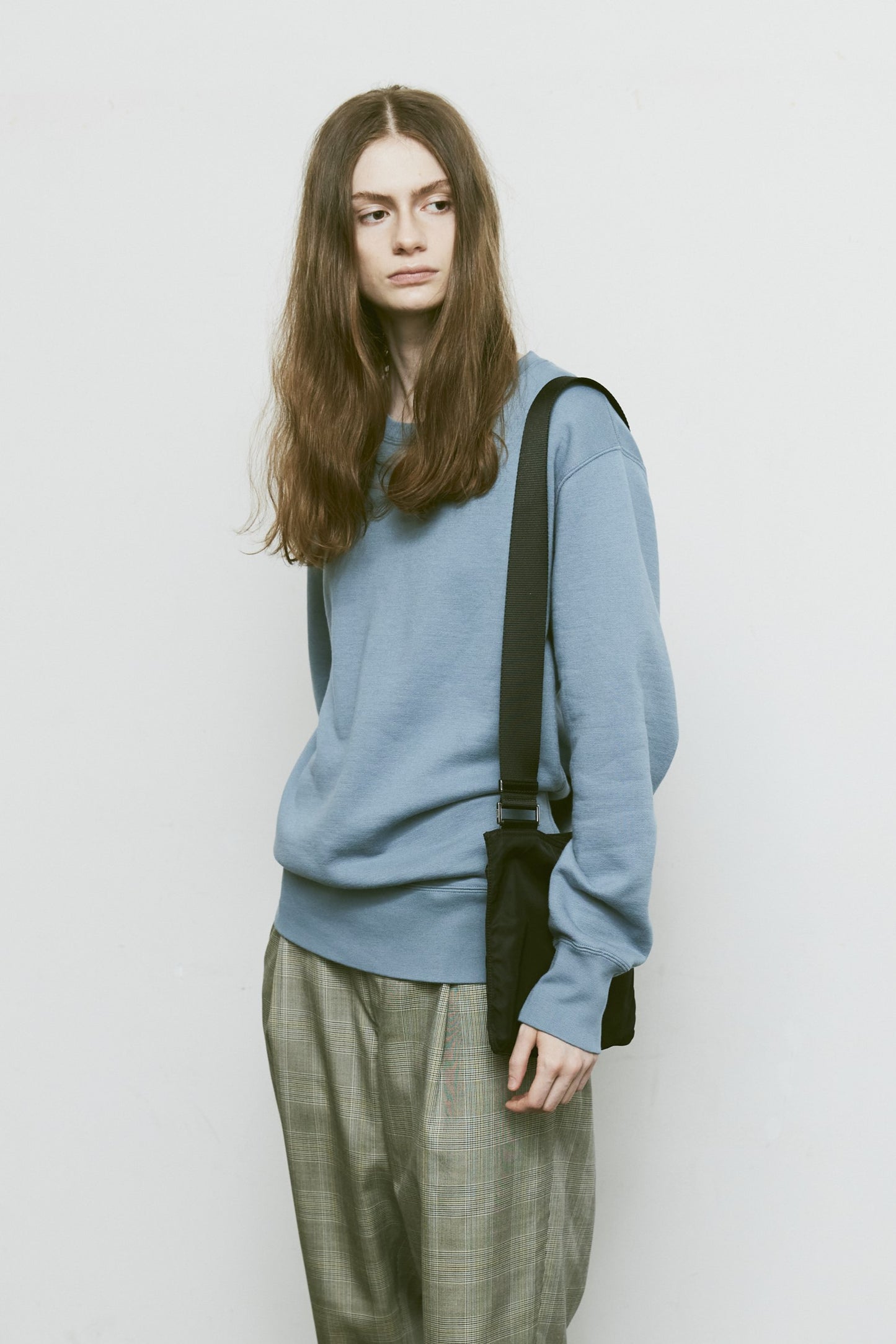 AMERICAN SEA ISLAND COTTON BASIC PULLOVER (和歌山吊り編み)-SMOKE BLUE