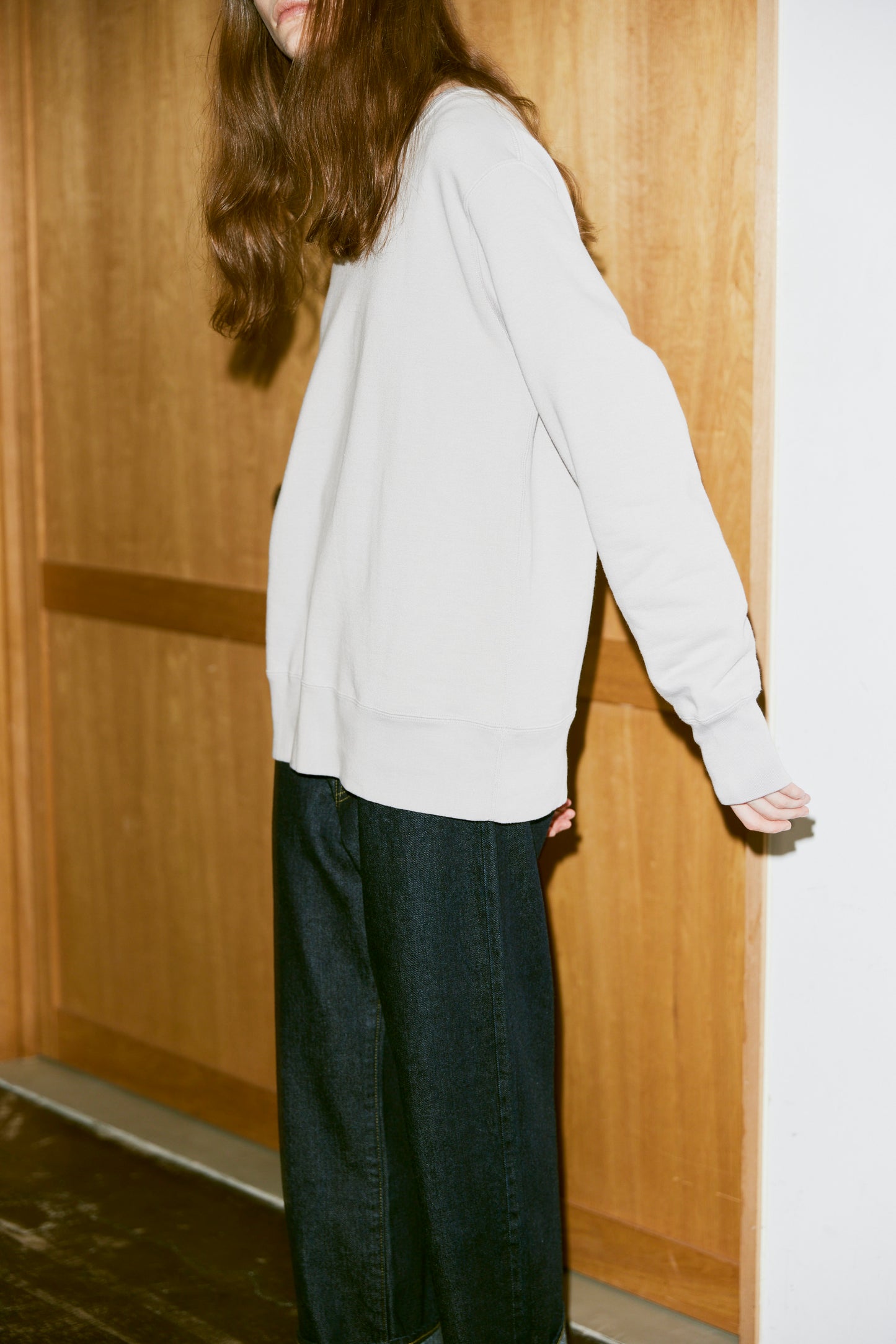 AMERICAN SEA ISLAND COTTON BASIC PULLOVER (和歌山吊り編み)-ASH GRAY