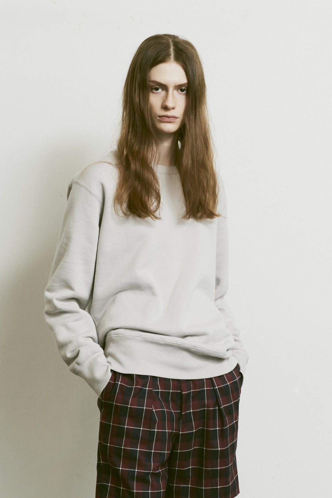 AMERICAN SEA ISLAND COTTON BASIC PULLOVER (和歌山吊り編み)-ASH GRAY