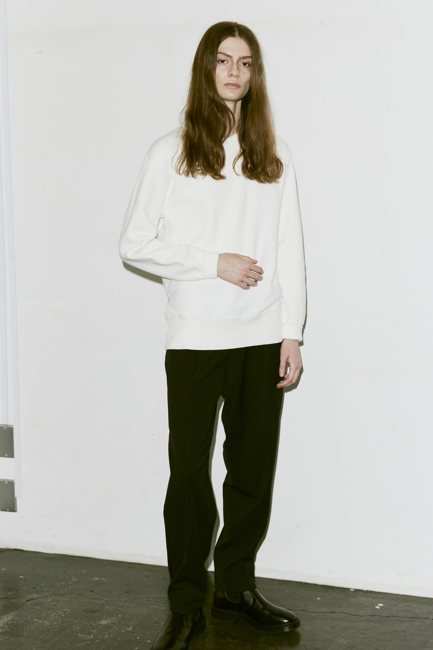 AMERICAN SEA ISLAND COTTON BASIC PULLOVER (和歌山吊り編み)-WHITE