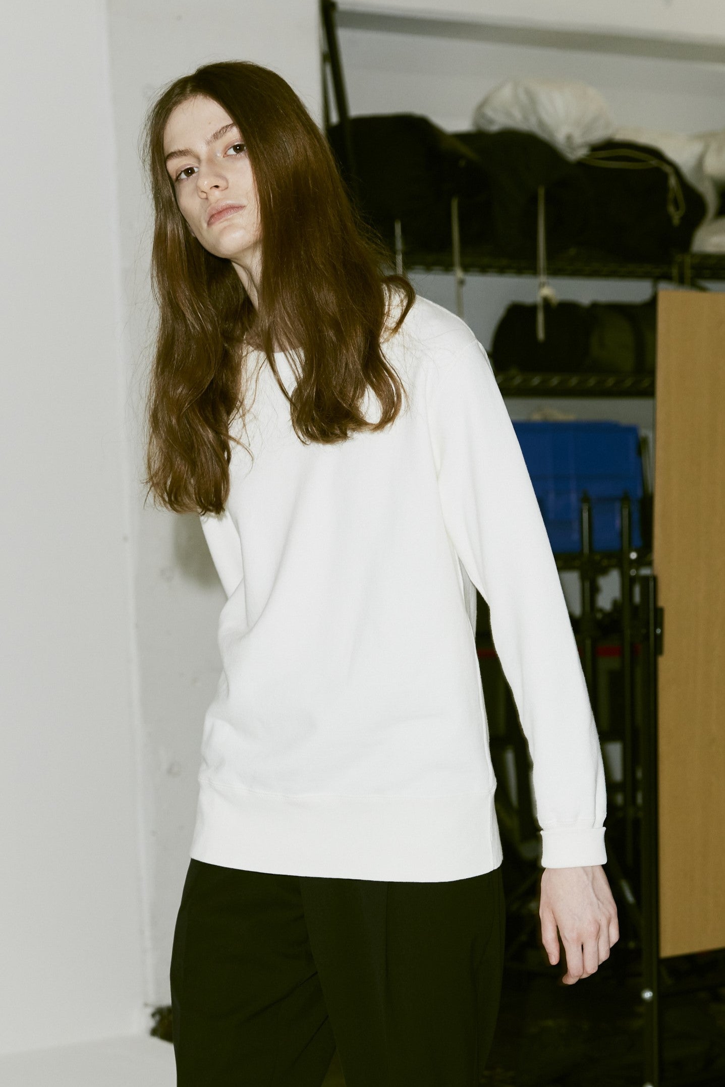 AMERICAN SEA ISLAND COTTON BASIC PULLOVER (和歌山吊り編み)-WHITE
