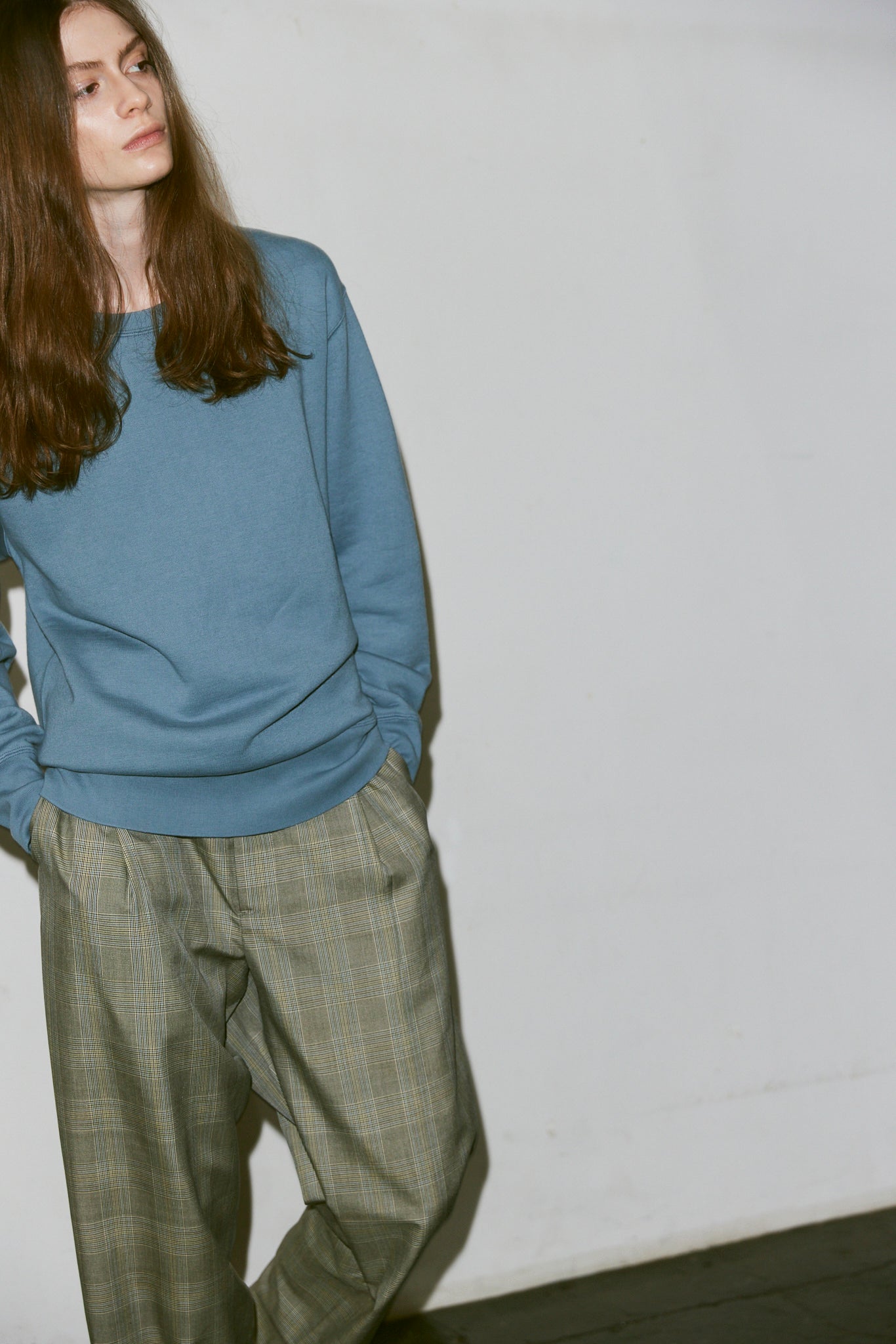 AMERICAN SEA ISLAND COTTON BASIC PULLOVER (和歌山吊り編み)-SMOKE BLUE