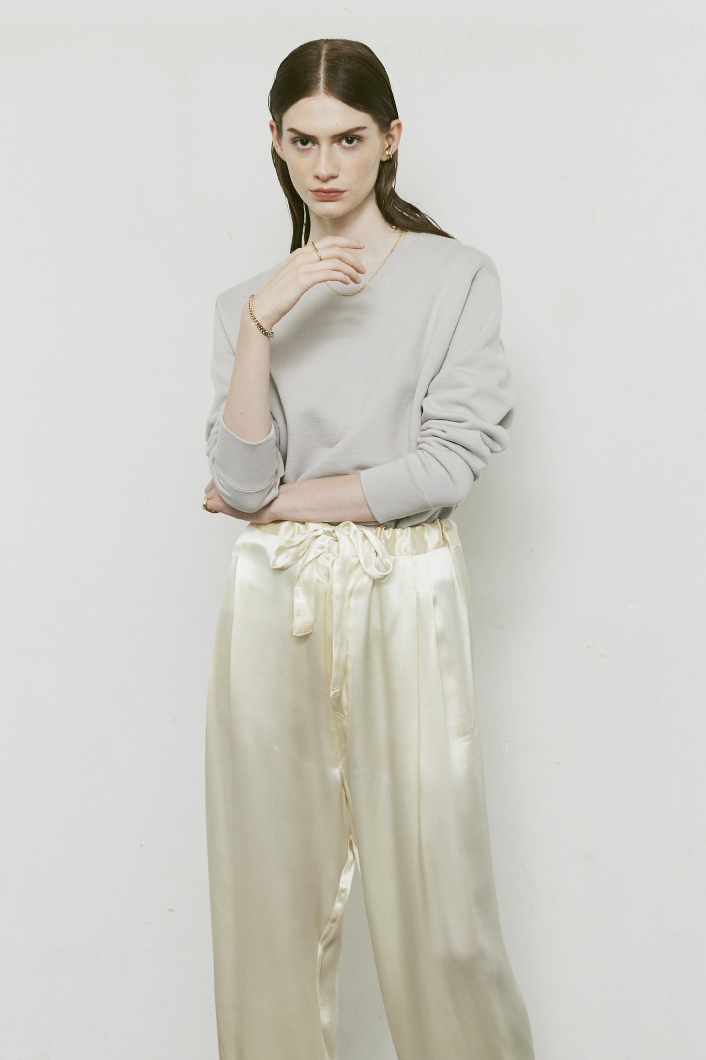 AMERICAN SEA ISLAND COTTON SHORT PULLOVER (和歌山吊り編み)-ASH GRAY