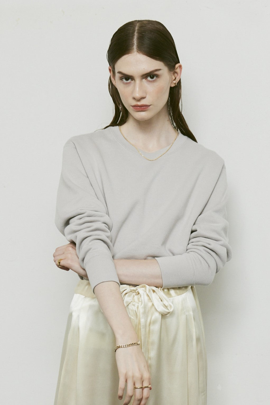 AMERICAN SEA ISLAND COTTON SHORT PULLOVER (和歌山吊り編み)-ASH GRAY