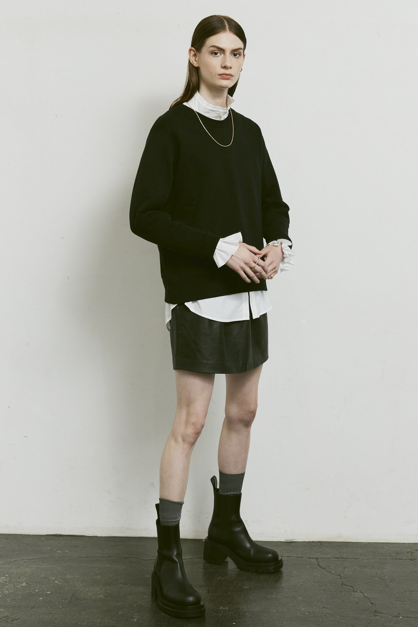 AMERICAN SEA ISLAND COTTON SHORT PULLOVER (和歌山吊り編み)-BLACK