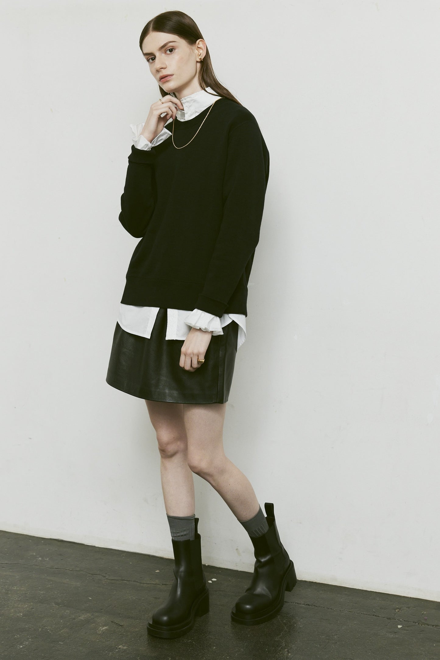 AMERICAN SEA ISLAND COTTON SHORT PULLOVER (和歌山吊り編み)-BLACK
