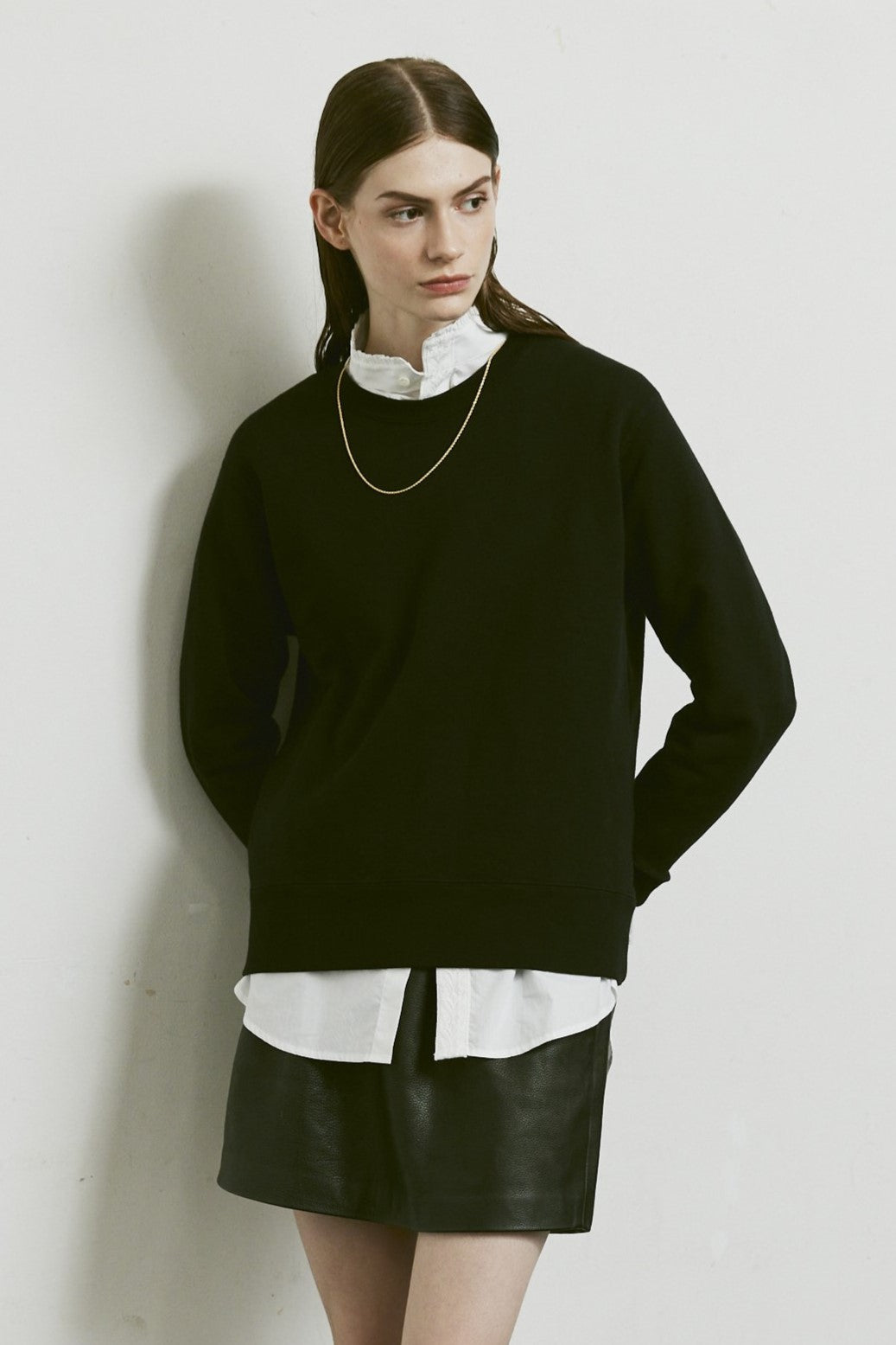 AMERICAN SEA ISLAND COTTON SHORT PULLOVER (和歌山吊り編み)-BLACK