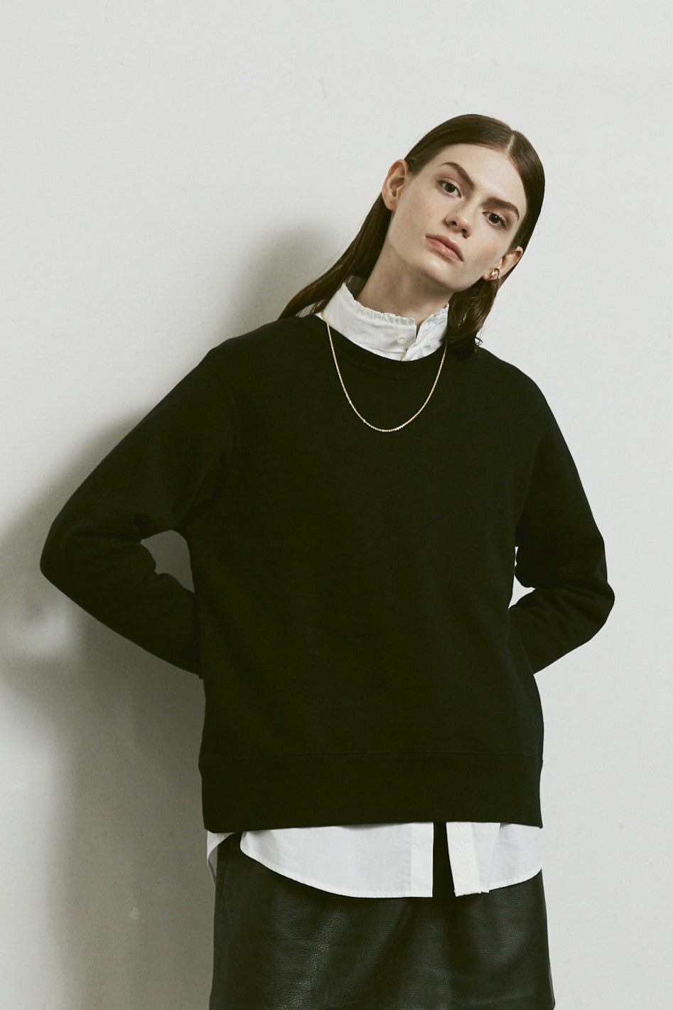AMERICAN SEA ISLAND COTTON SHORT PULLOVER (和歌山吊り編み)-BLACK