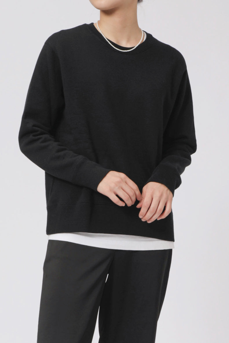 AMERICAN SEA ISLAND COTTON SHORT PULLOVER (和歌山吊り編み)-BLACK